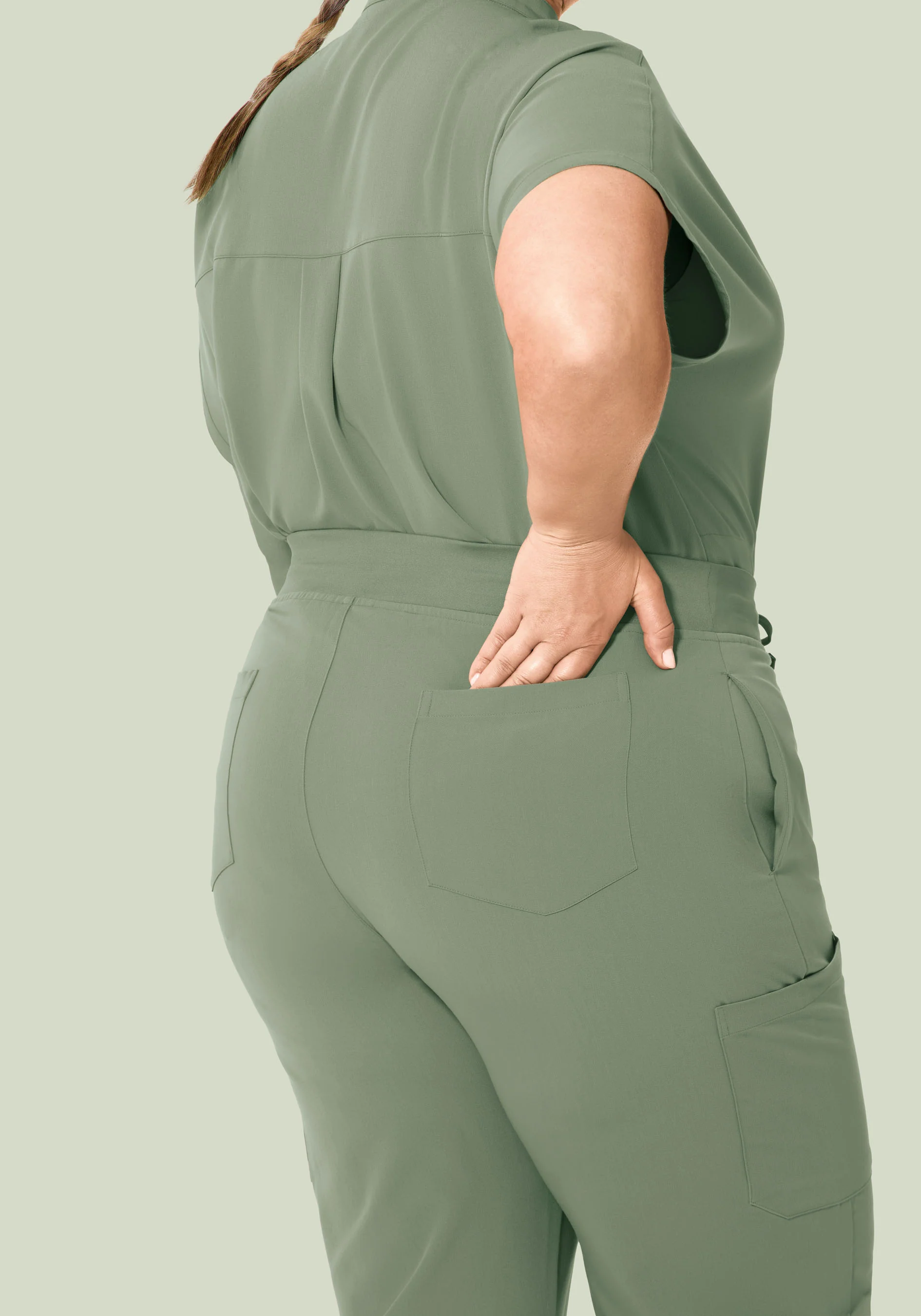 High Waisted Cargos Cool Sage - Image 6