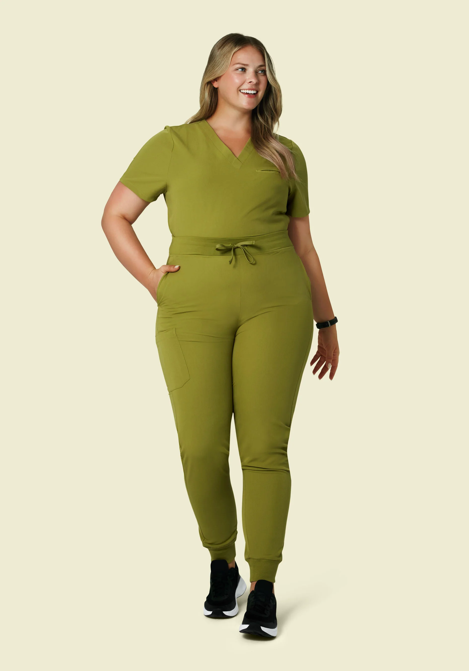 High Waisted Joggers Avocado - Image 9