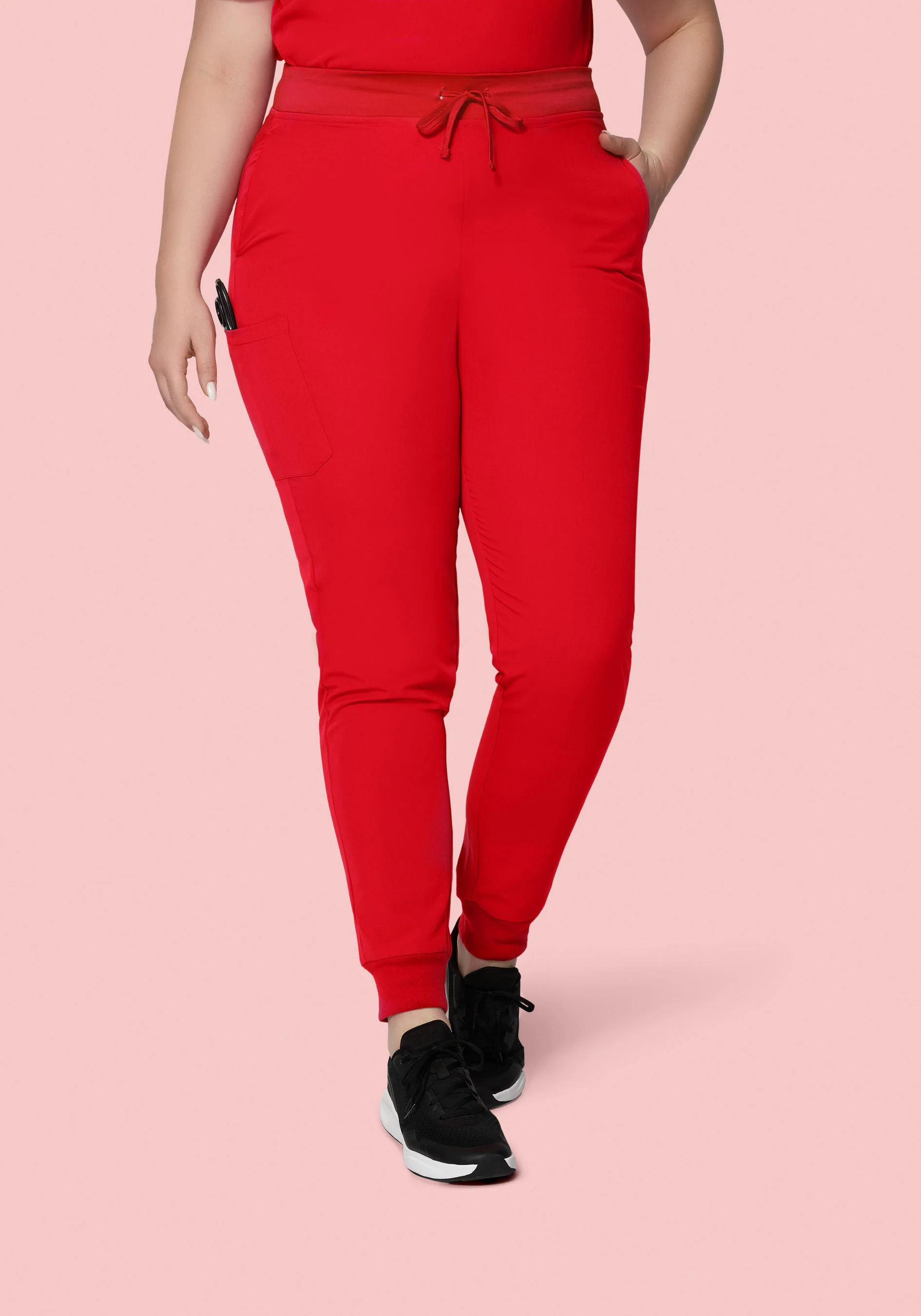 High Waisted Joggers Candy Red - Image 6