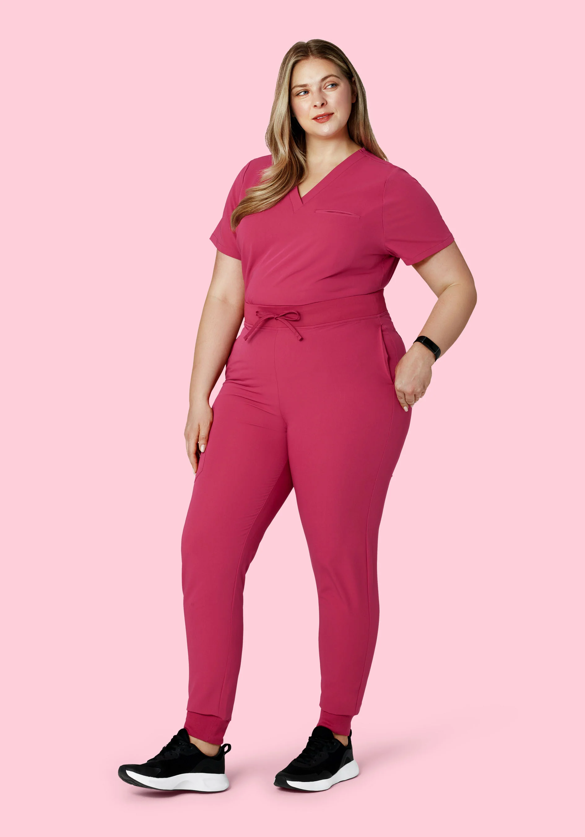 High Waisted Joggers Deep Magenta - Image 6