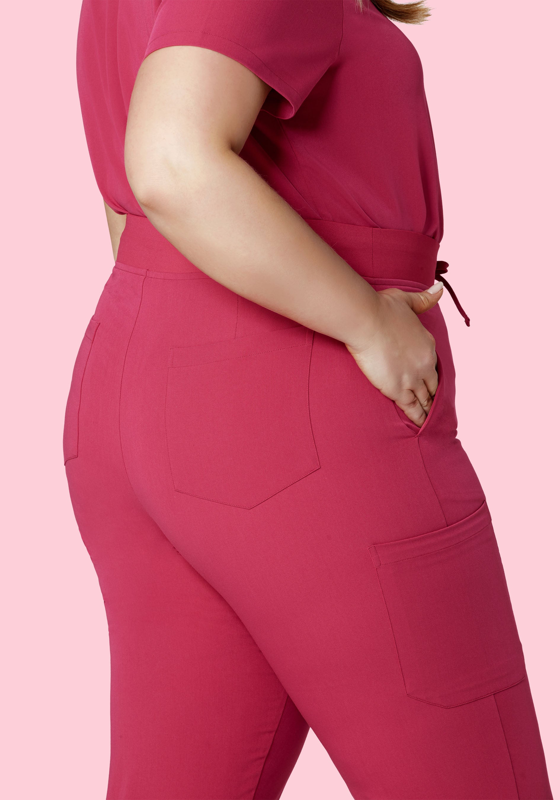 High Waisted Joggers Deep Magenta - Image 7