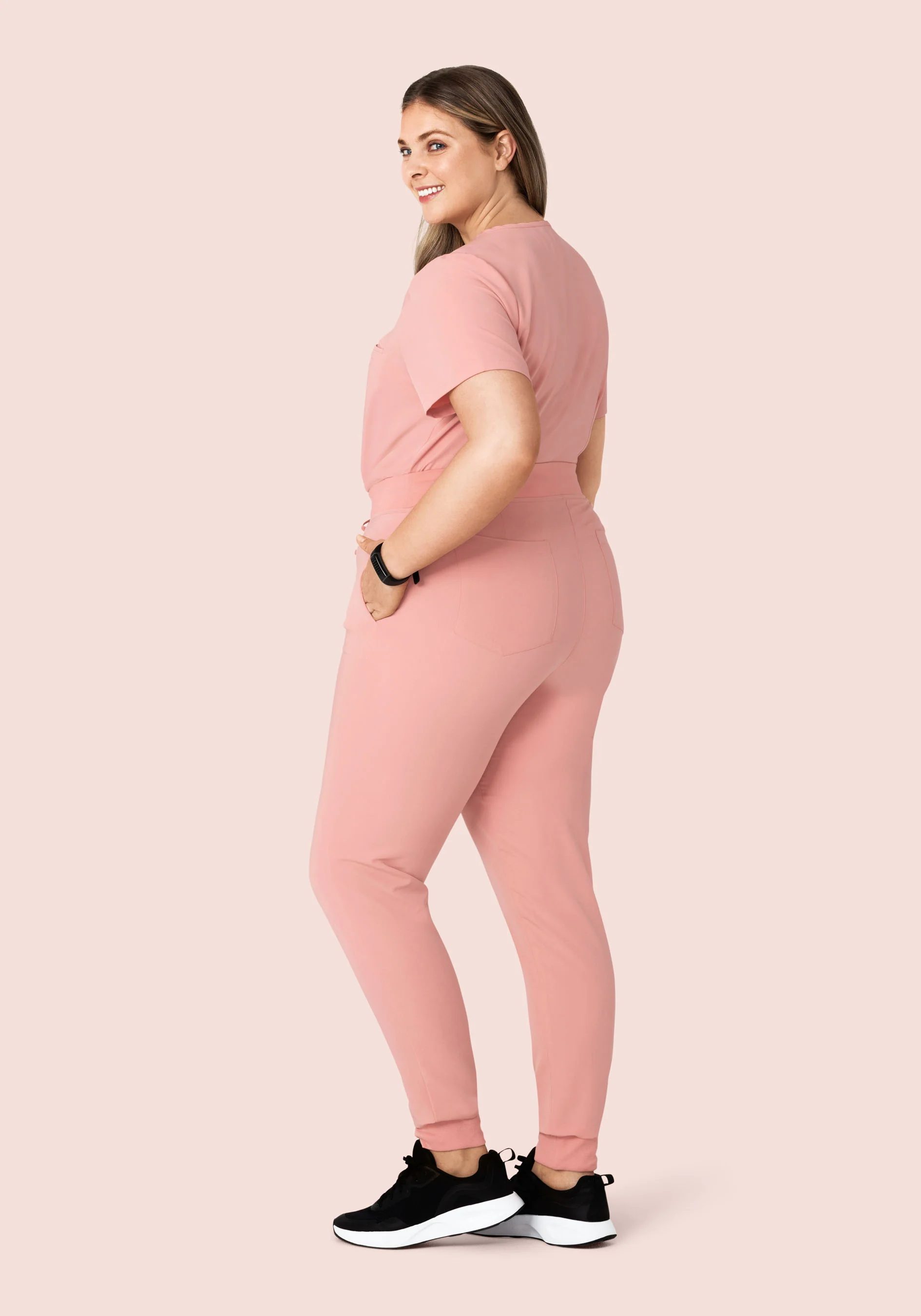 High Waisted Joggers Dusty Pink - Image 10