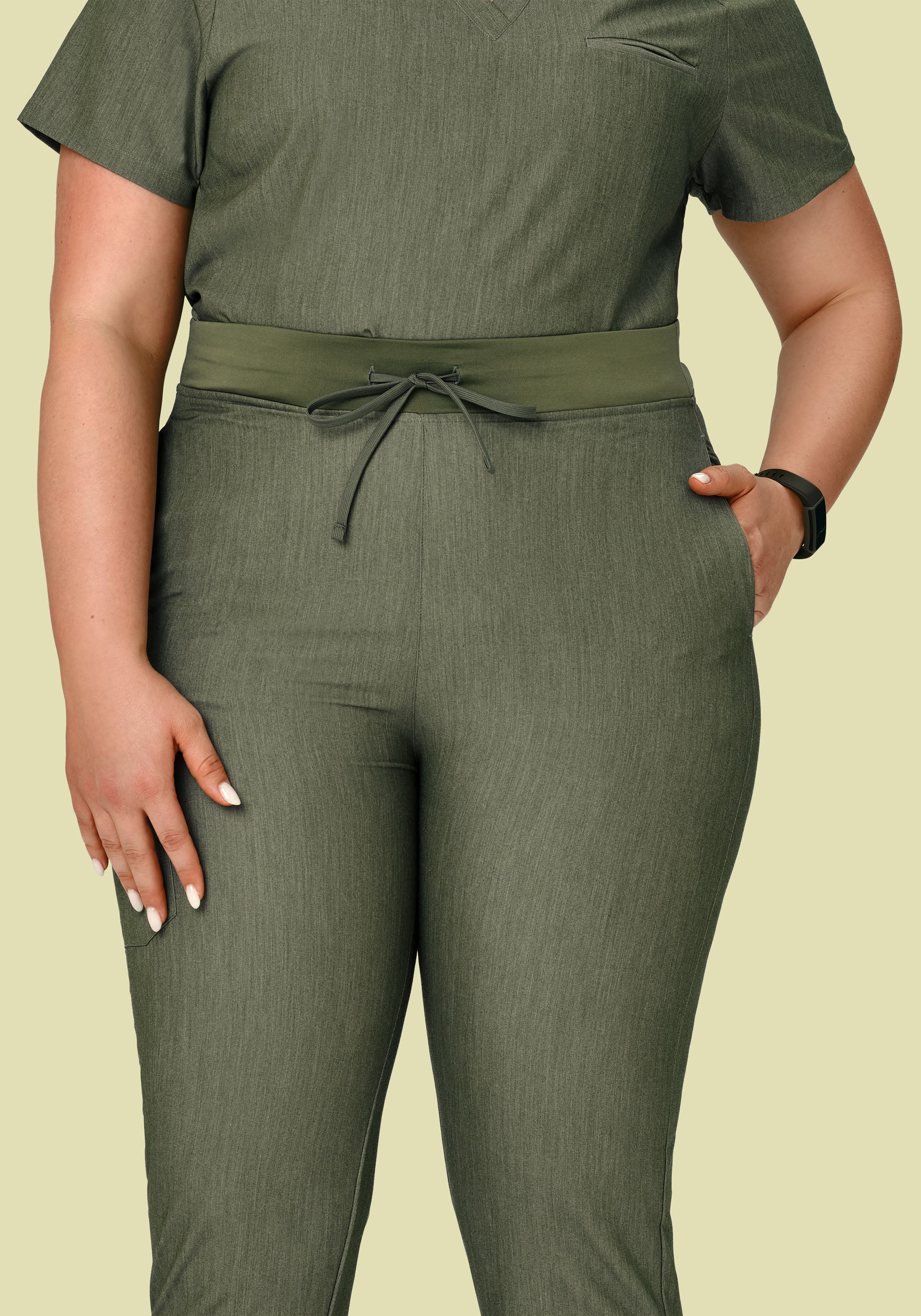 High Waisted Joggers Heather Olive - Image 6