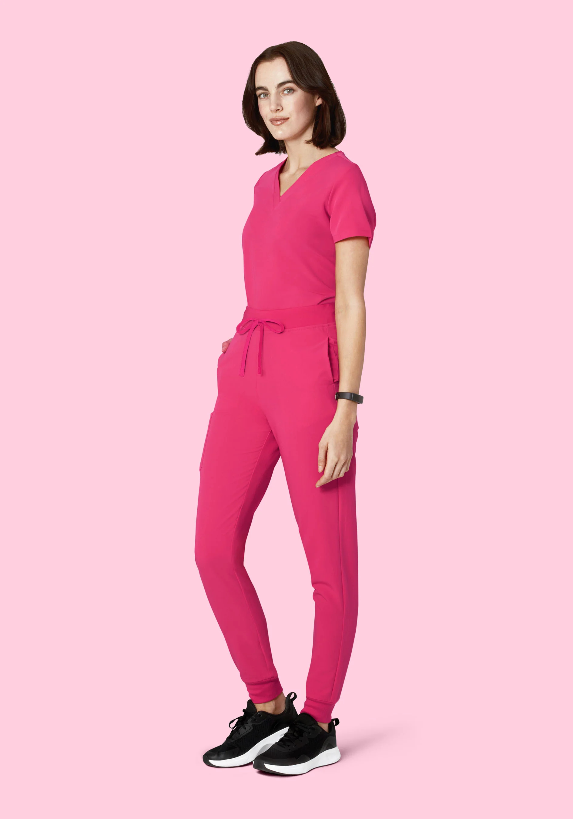 High Waisted Joggers Hot Pink - Image 2