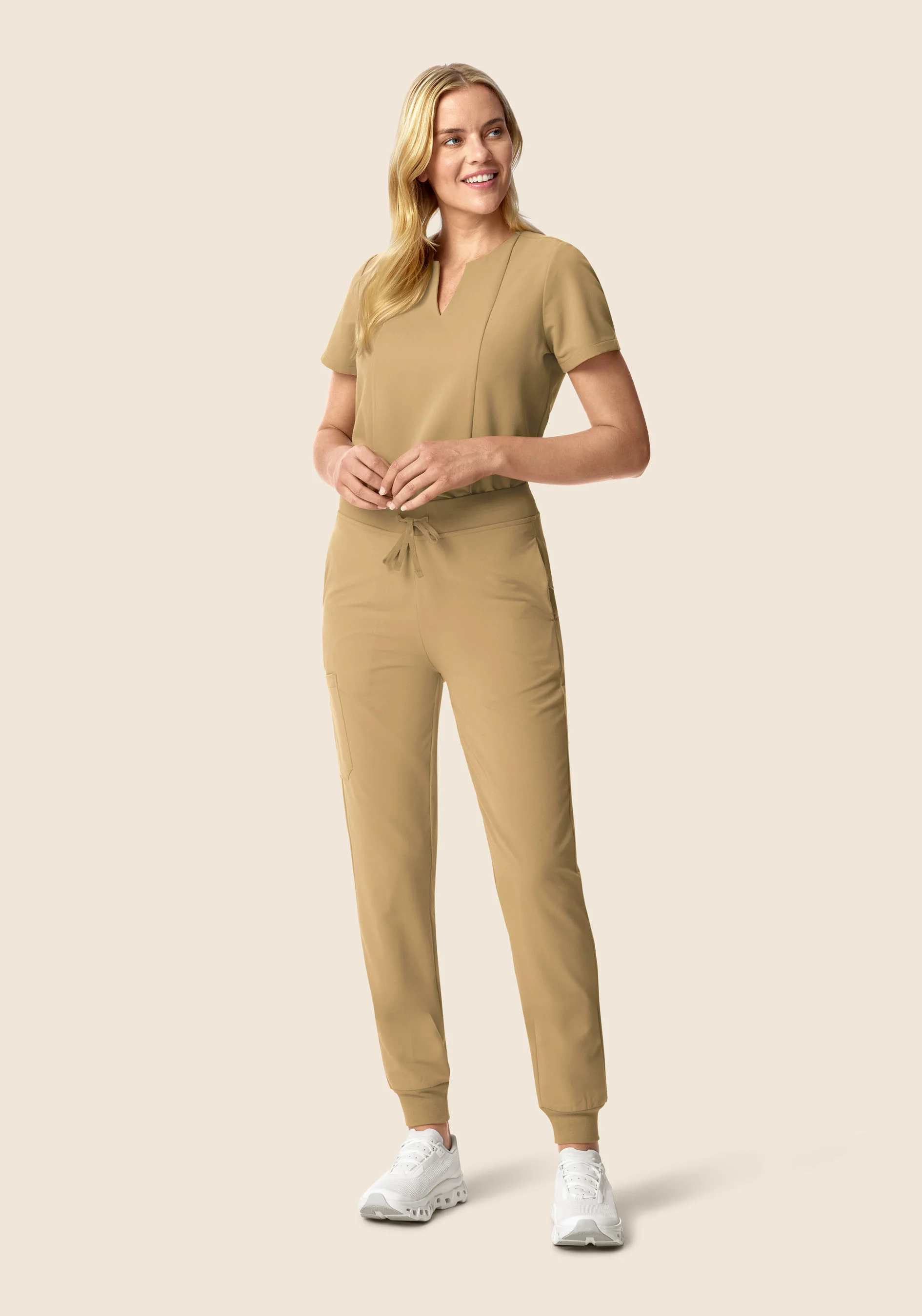 High Waisted Joggers Latte - Image 2