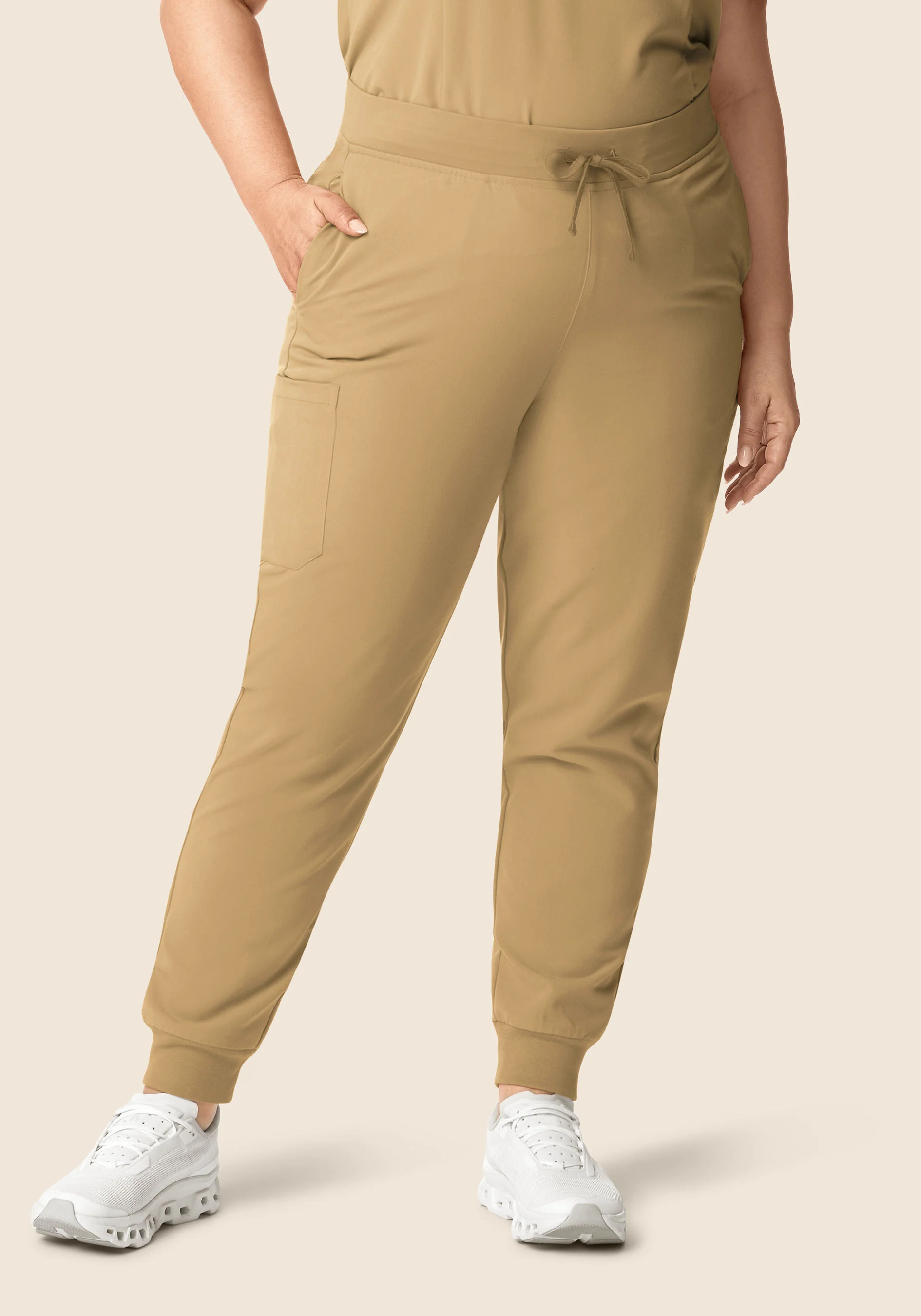 High Waisted Joggers Latte - Image 4