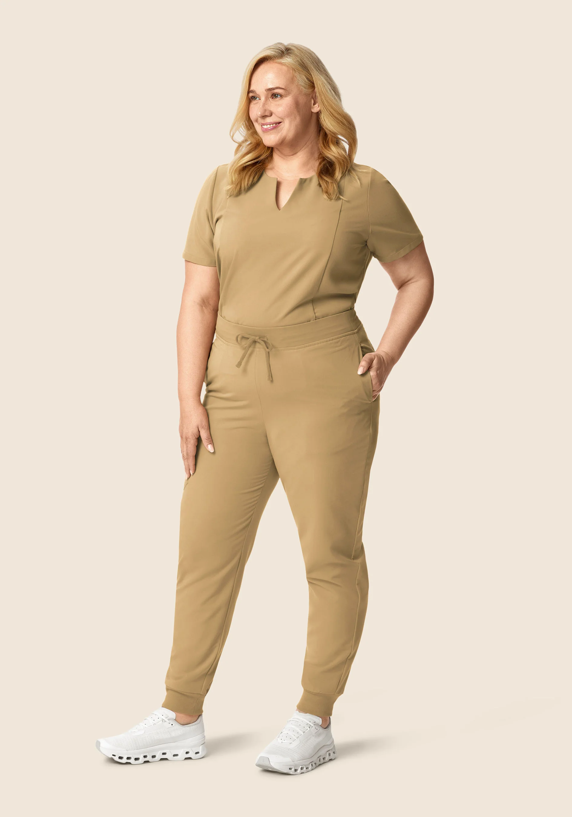 High Waisted Joggers Latte - Image 5