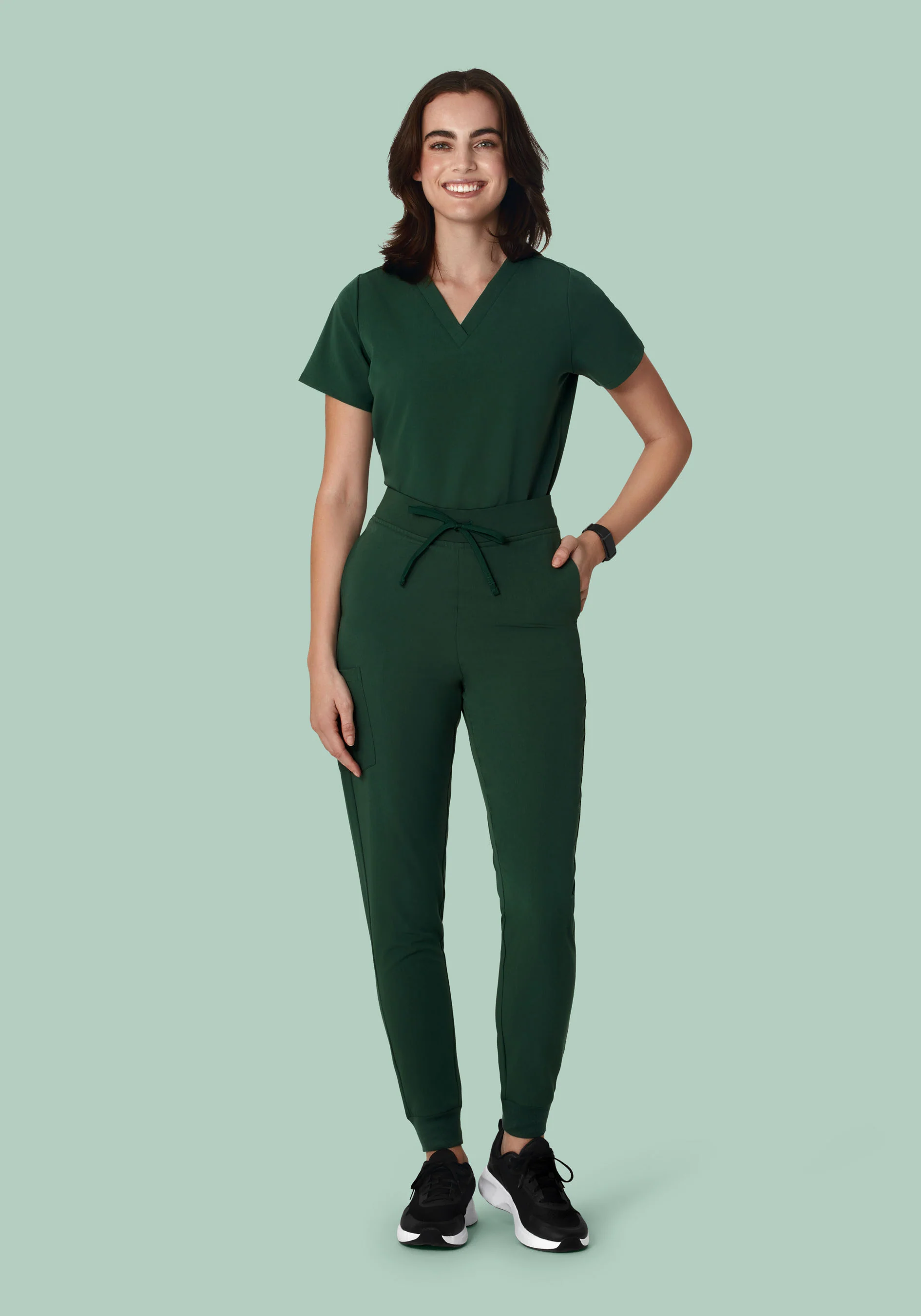 High Waisted Joggers Midnight Green - Image 2