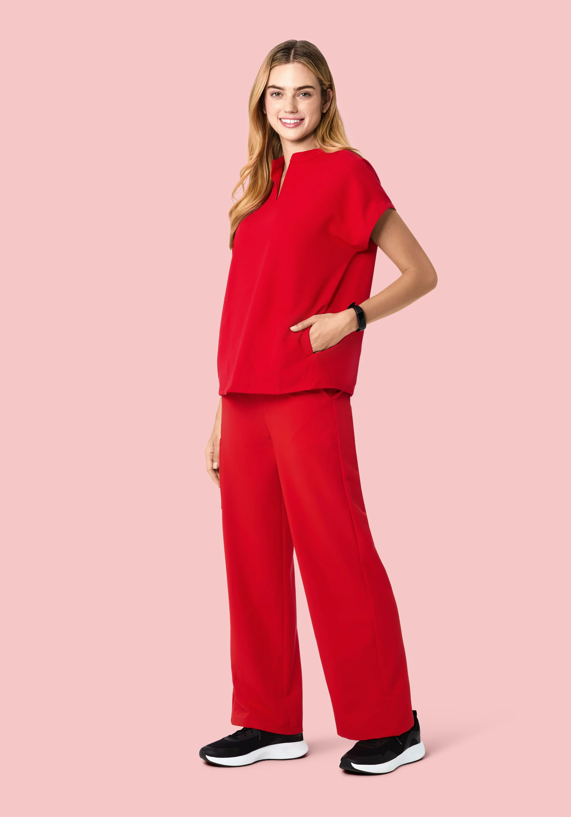 High Waisted Wide Leg Candy Red - Image 3