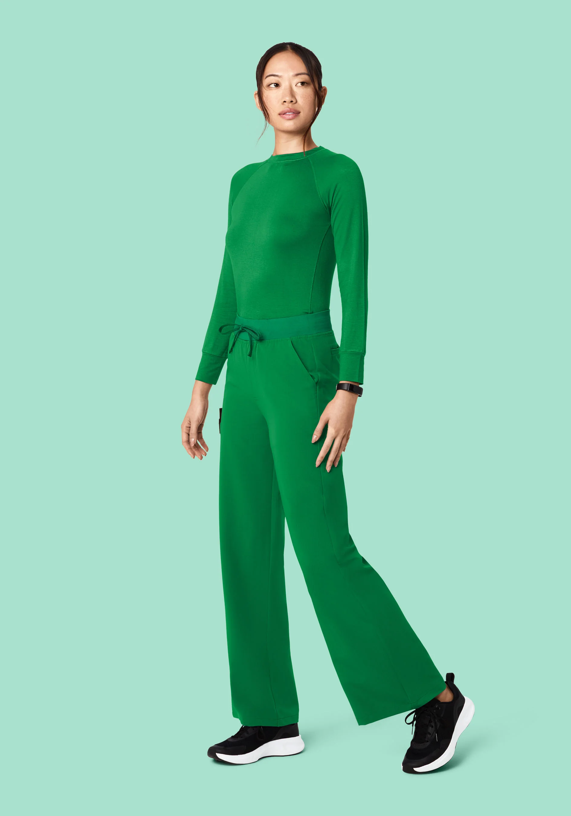 High Waisted Wide Leg Emerald - Image 2