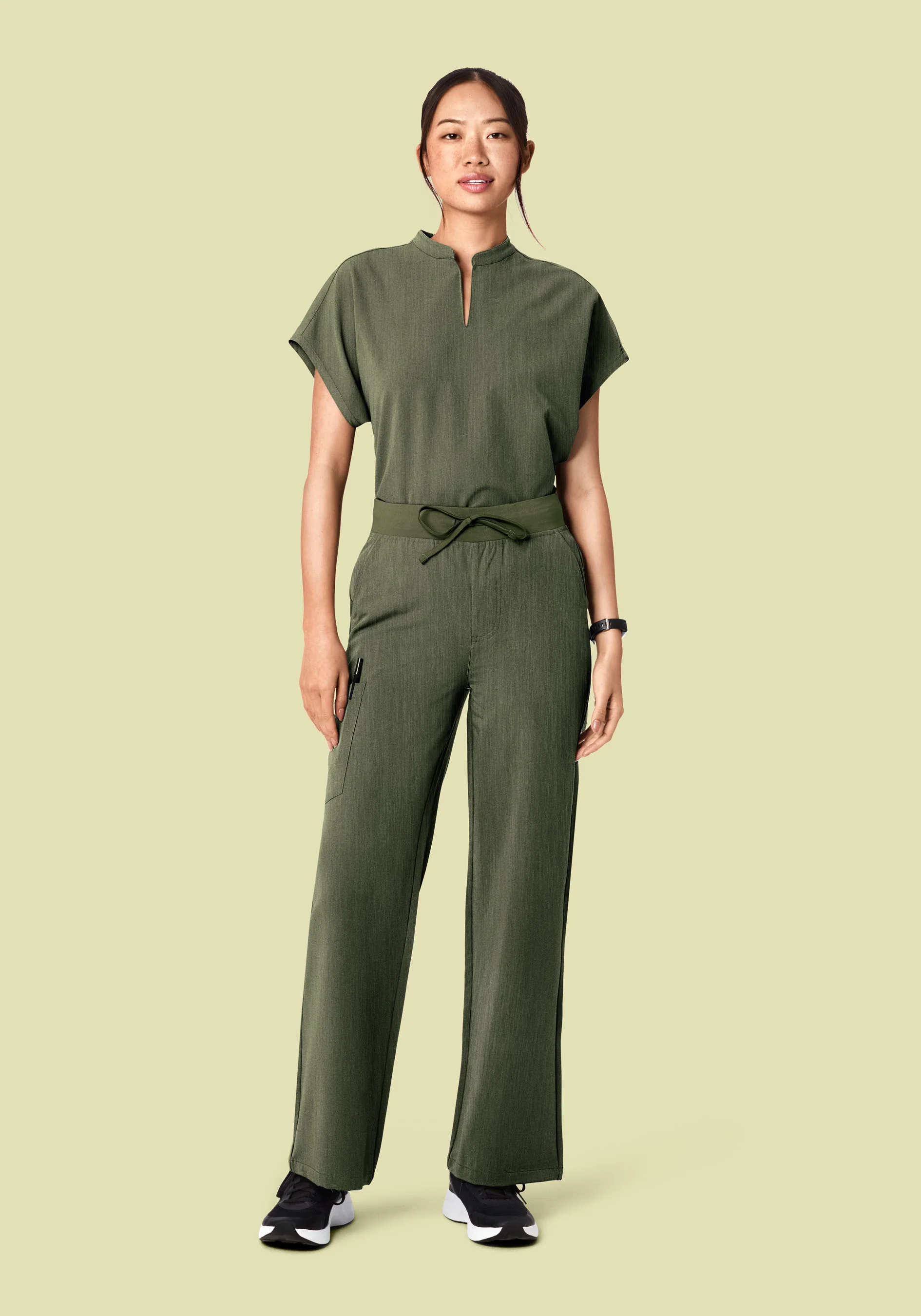 High Waisted Wide Leg Heather Olive - Image 3