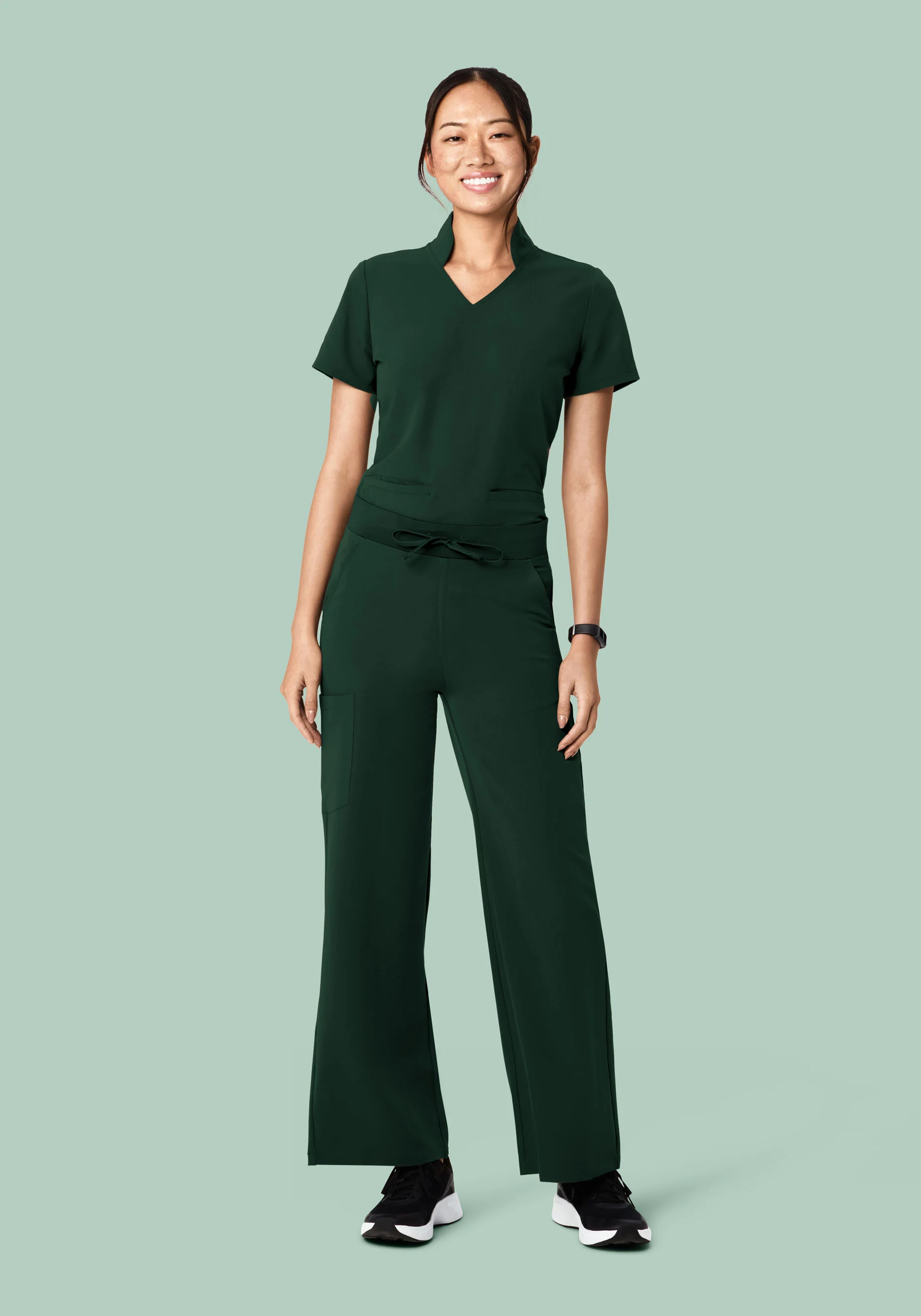 High Waisted Wide Leg Midnight Green - Image 2