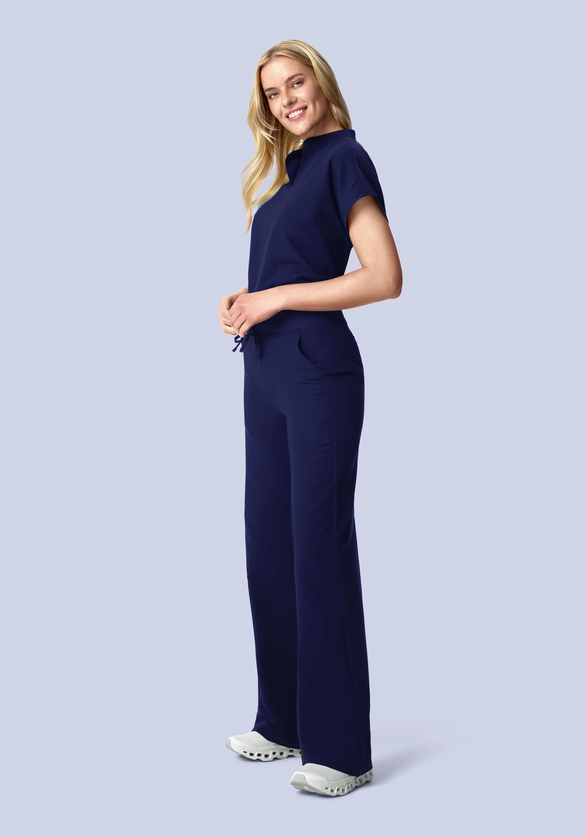 High Waisted Wide Leg Navy - Image 3