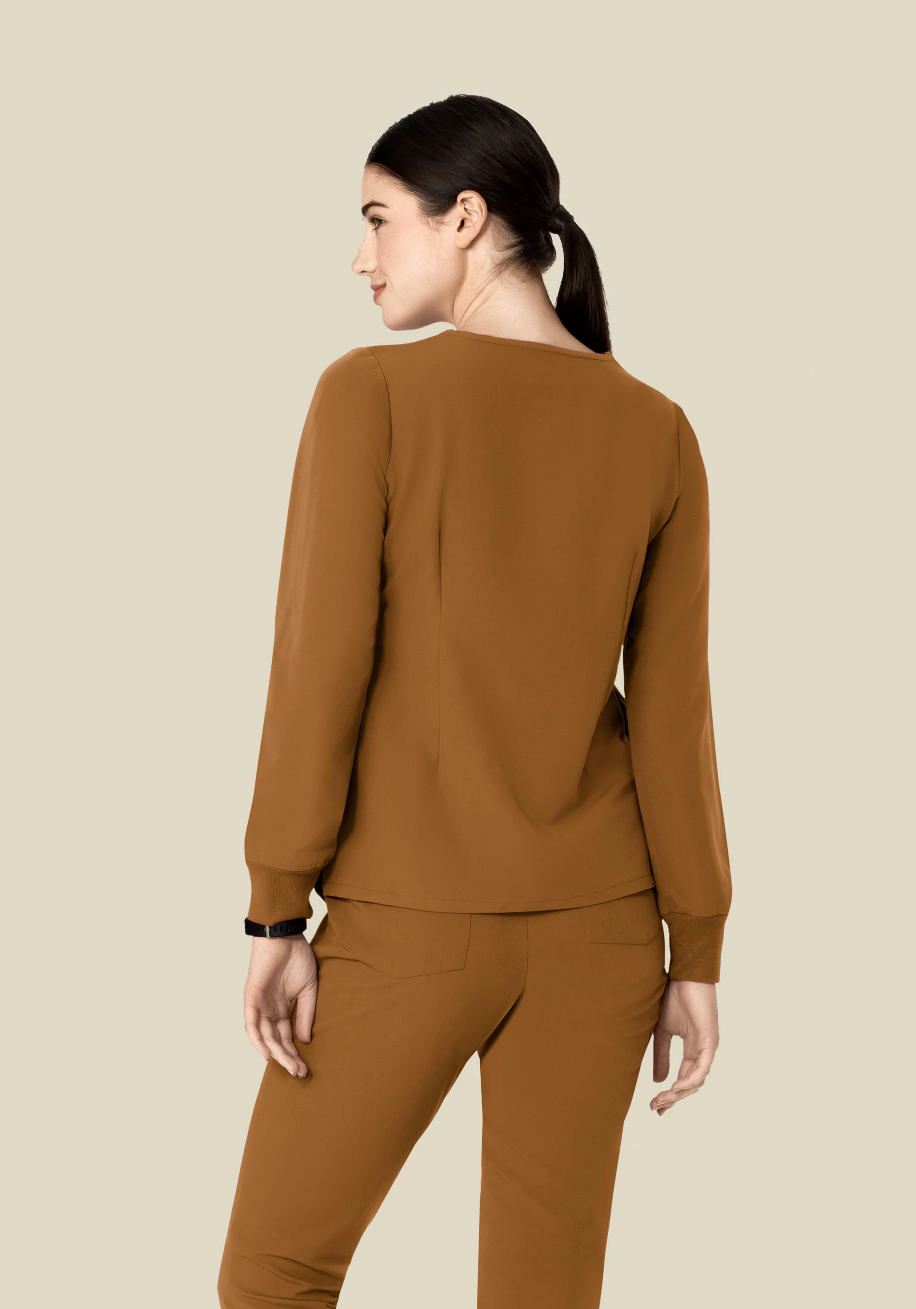 Long Sleeve 6 Pocket Top Camel - Image 5