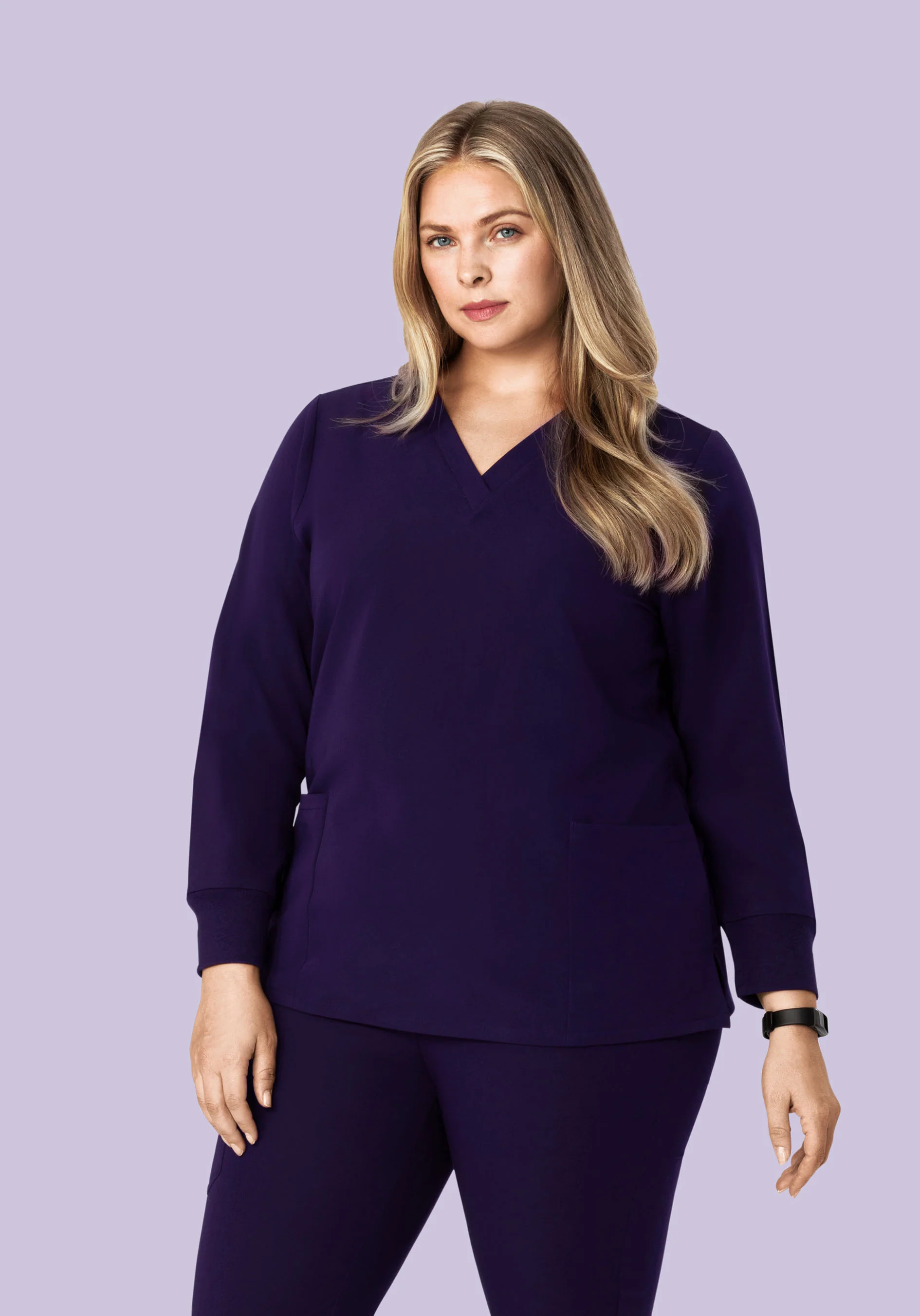 Long Sleeve 6 Pocket Top Eggplant - Image 6