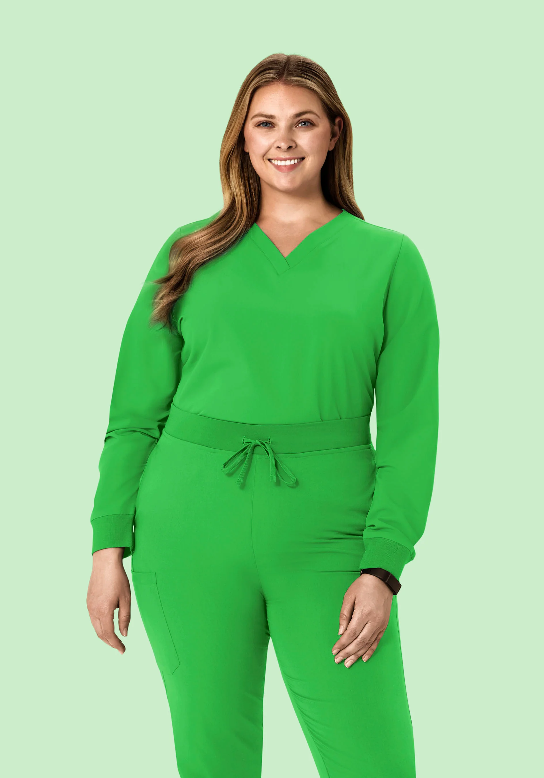 Long Sleeve 6 Pocket Top Kelly Green - Image 6