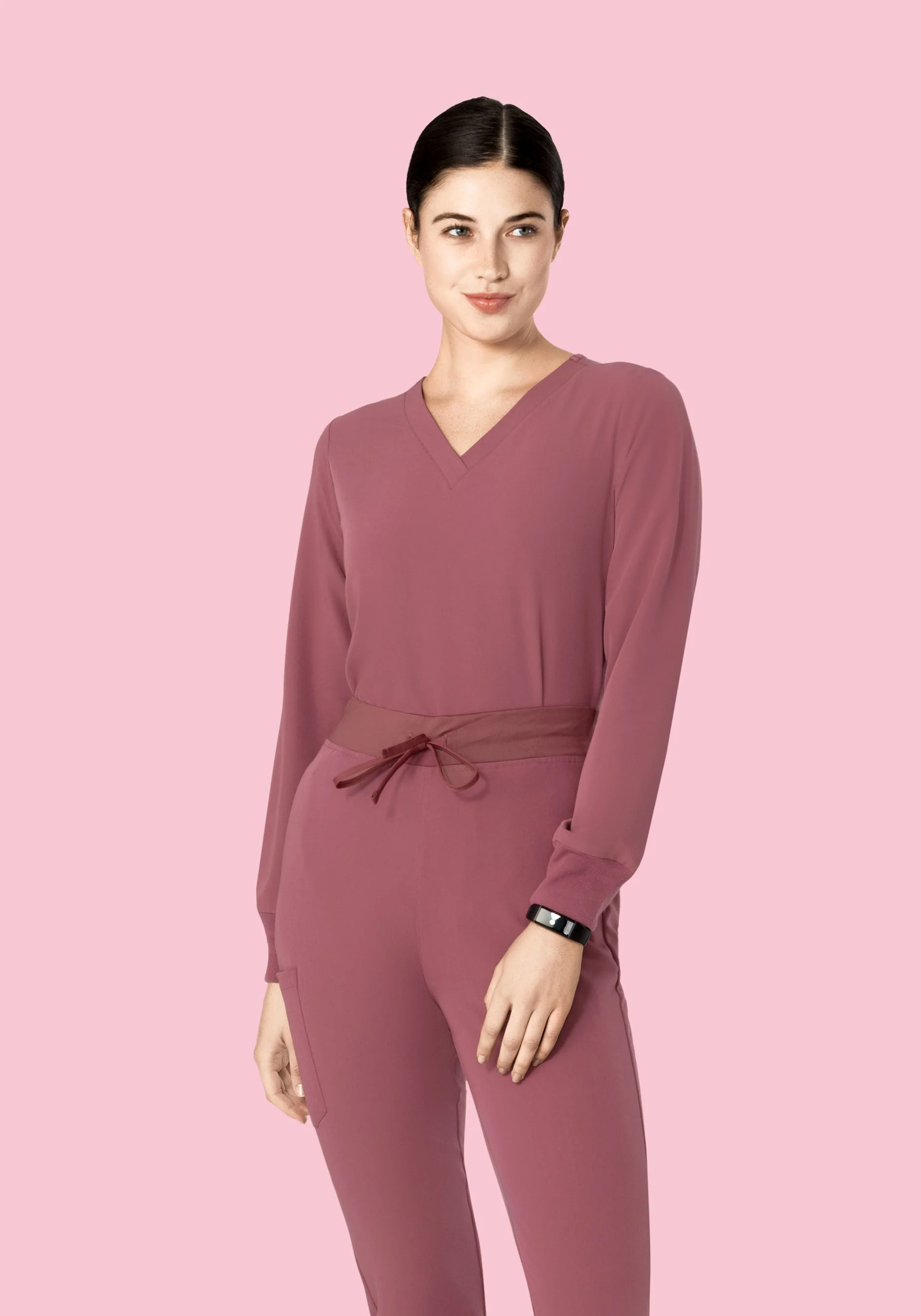 Long Sleeve 6 Pocket Top Mauve - Image 2