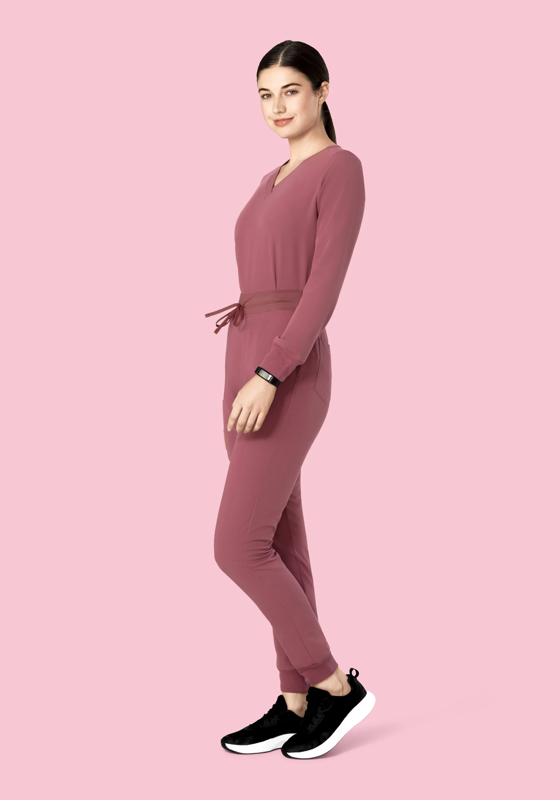Long Sleeve 6 Pocket Top Mauve - Image 3