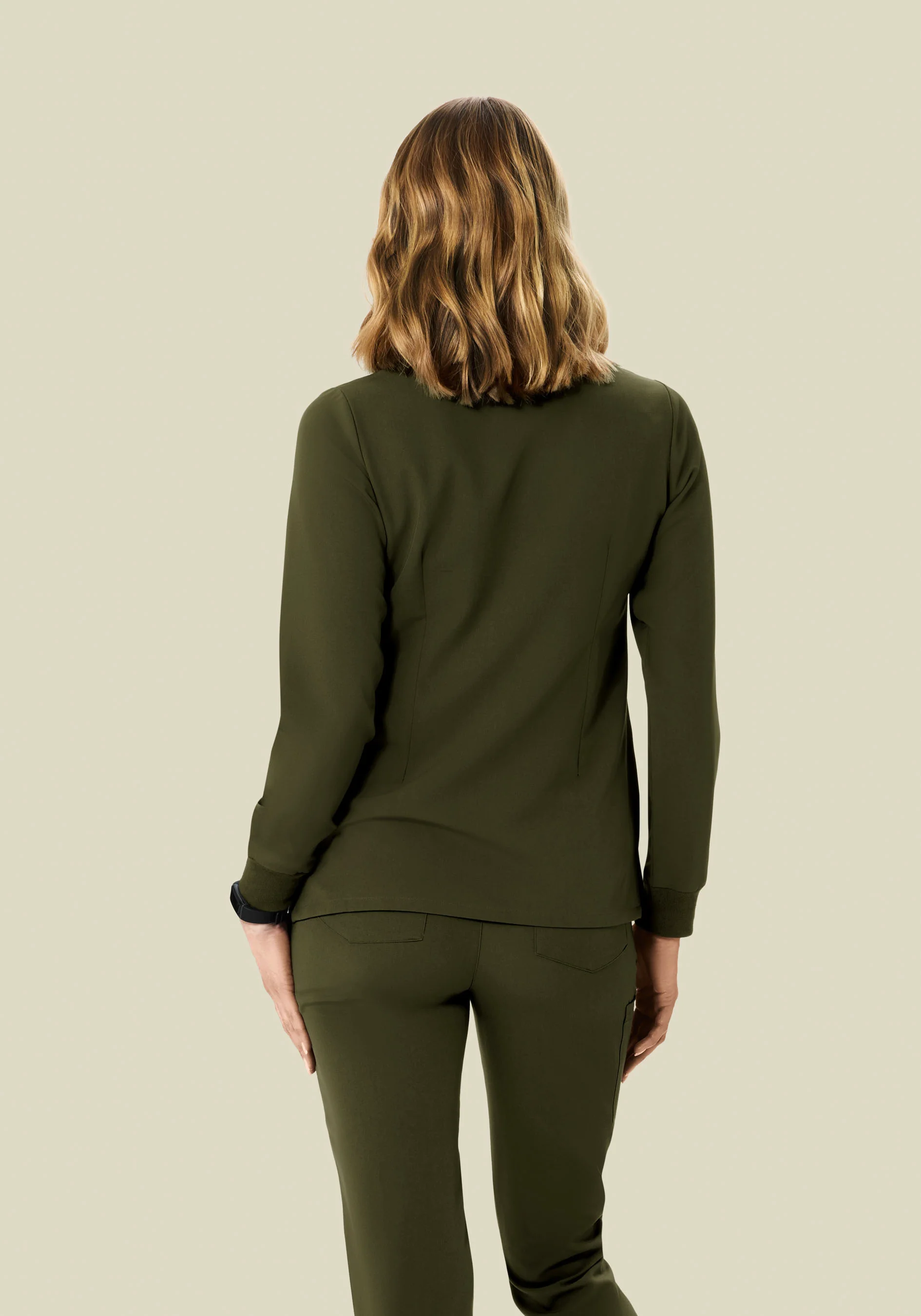Long Sleeve 6 Pocket Top Olive - Image 4