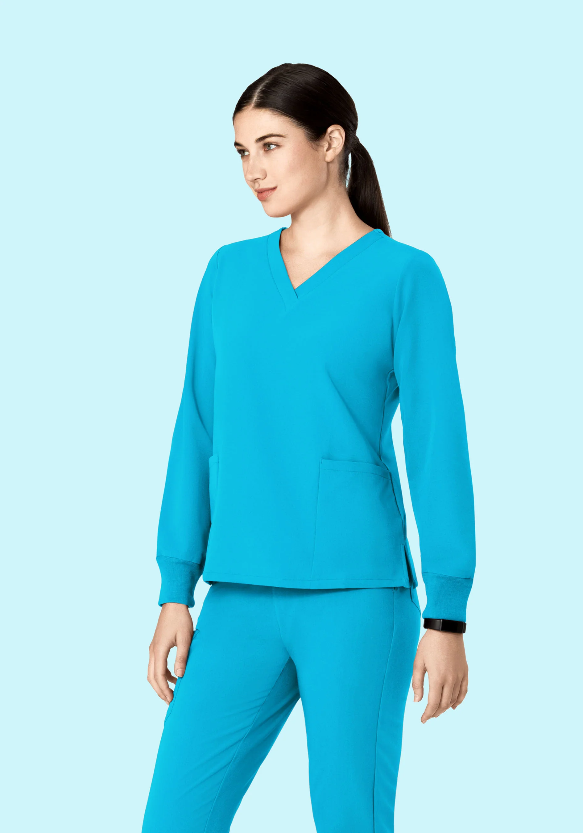Long Sleeve 6 Pocket Top Pacific Blue - Image 4