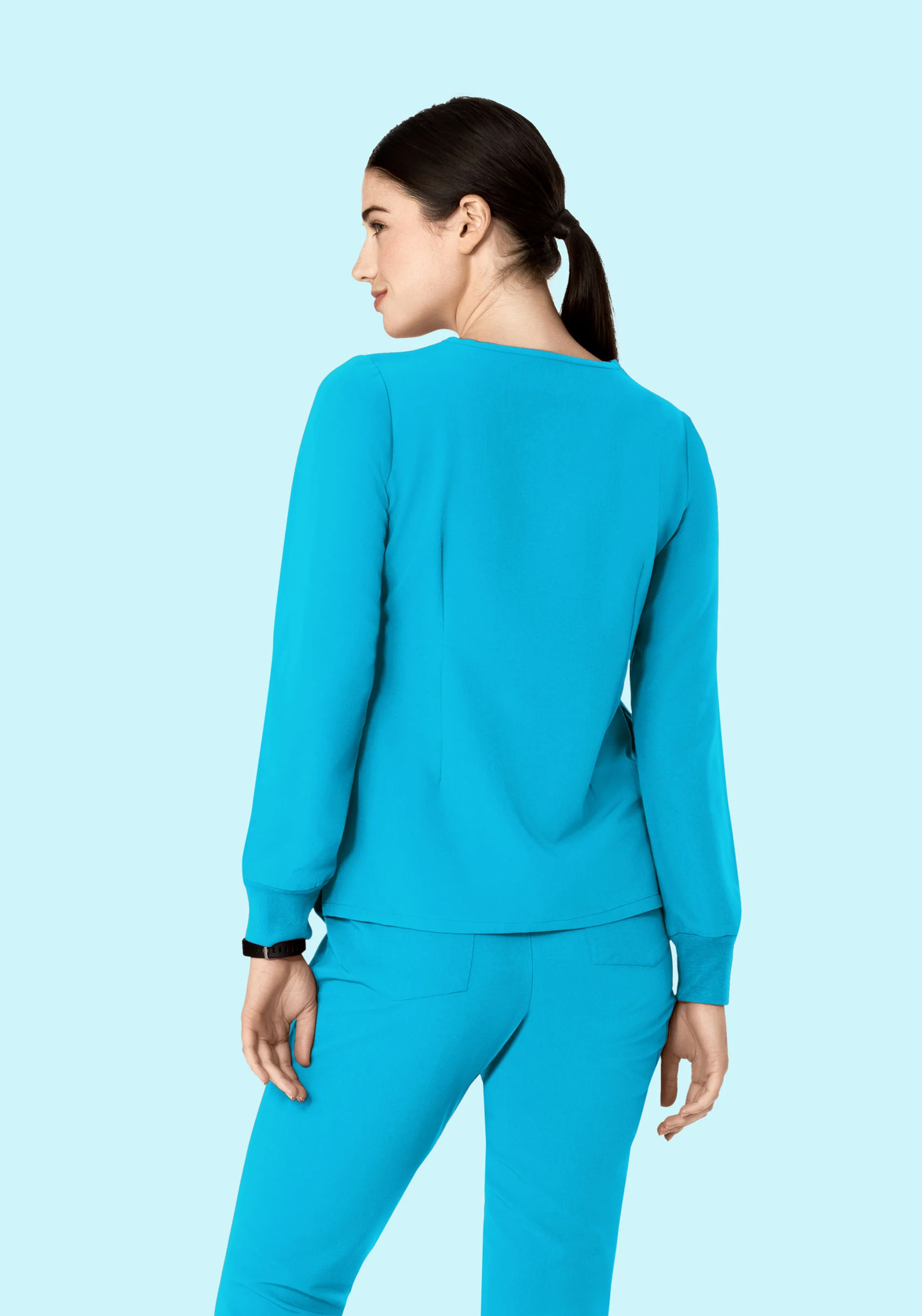 Long Sleeve 6 Pocket Top Pacific Blue - Image 5