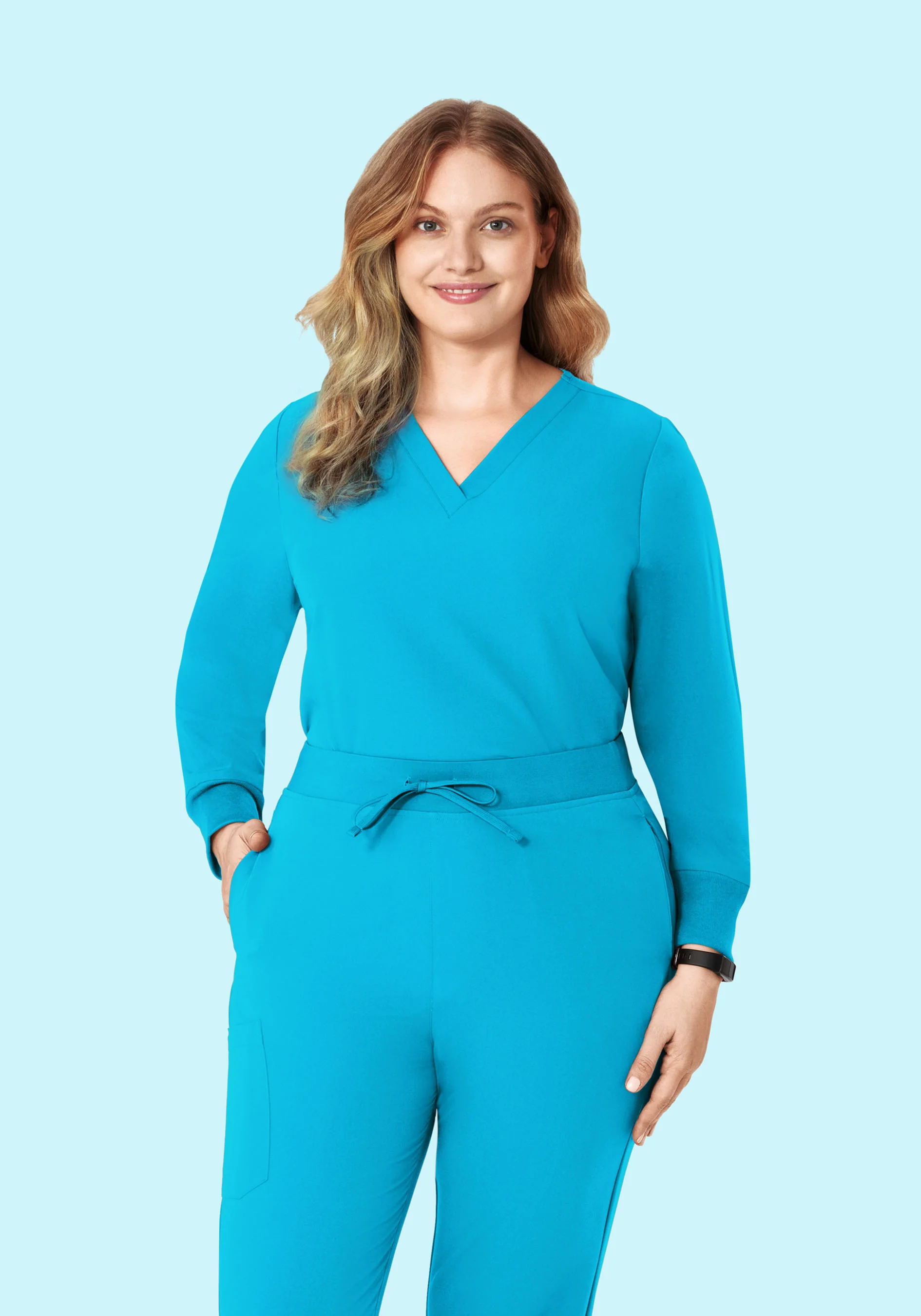 Long Sleeve 6 Pocket Top Pacific Blue - Image 7