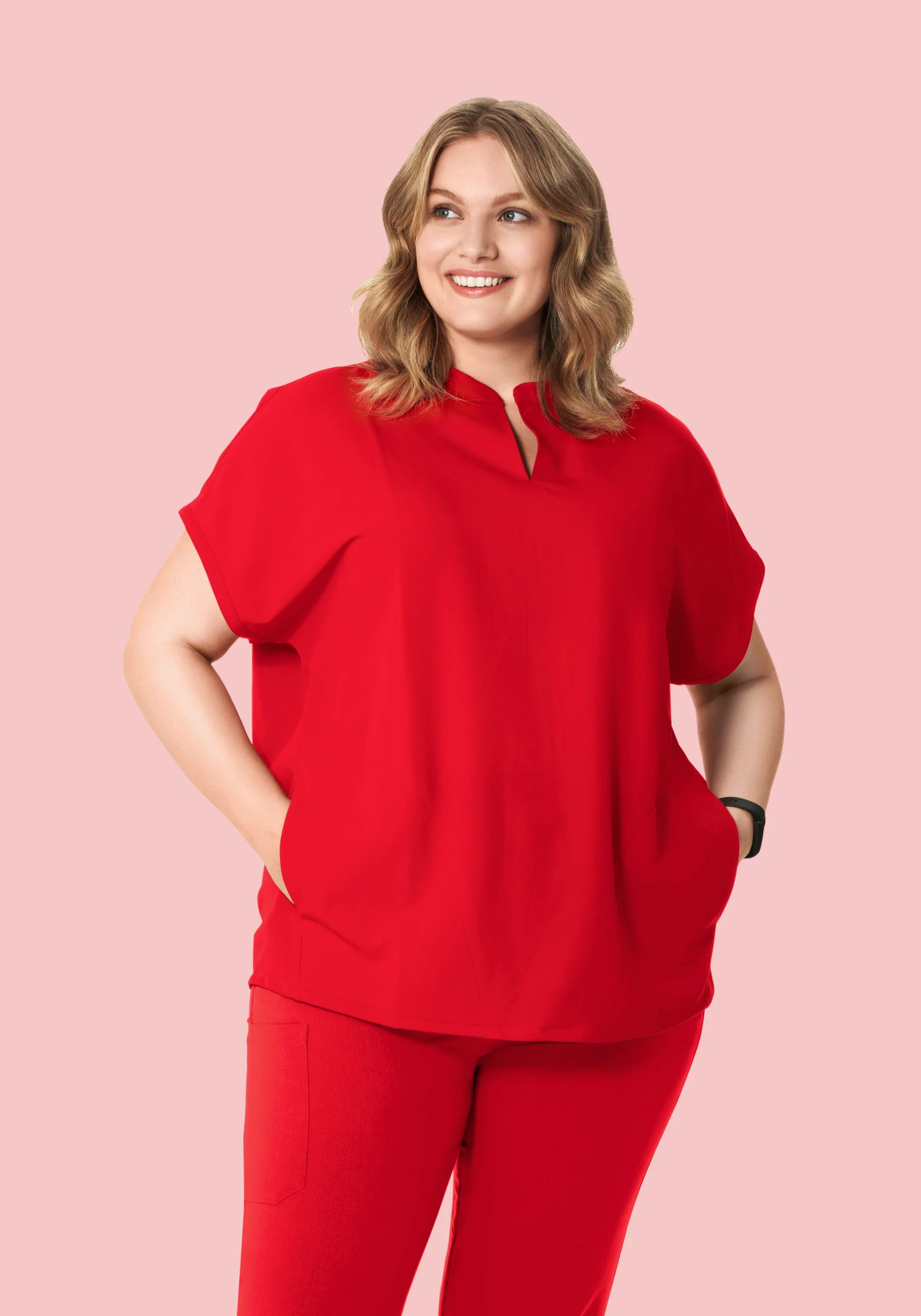 Mandarin Dolman Top Candy Red - Image 5