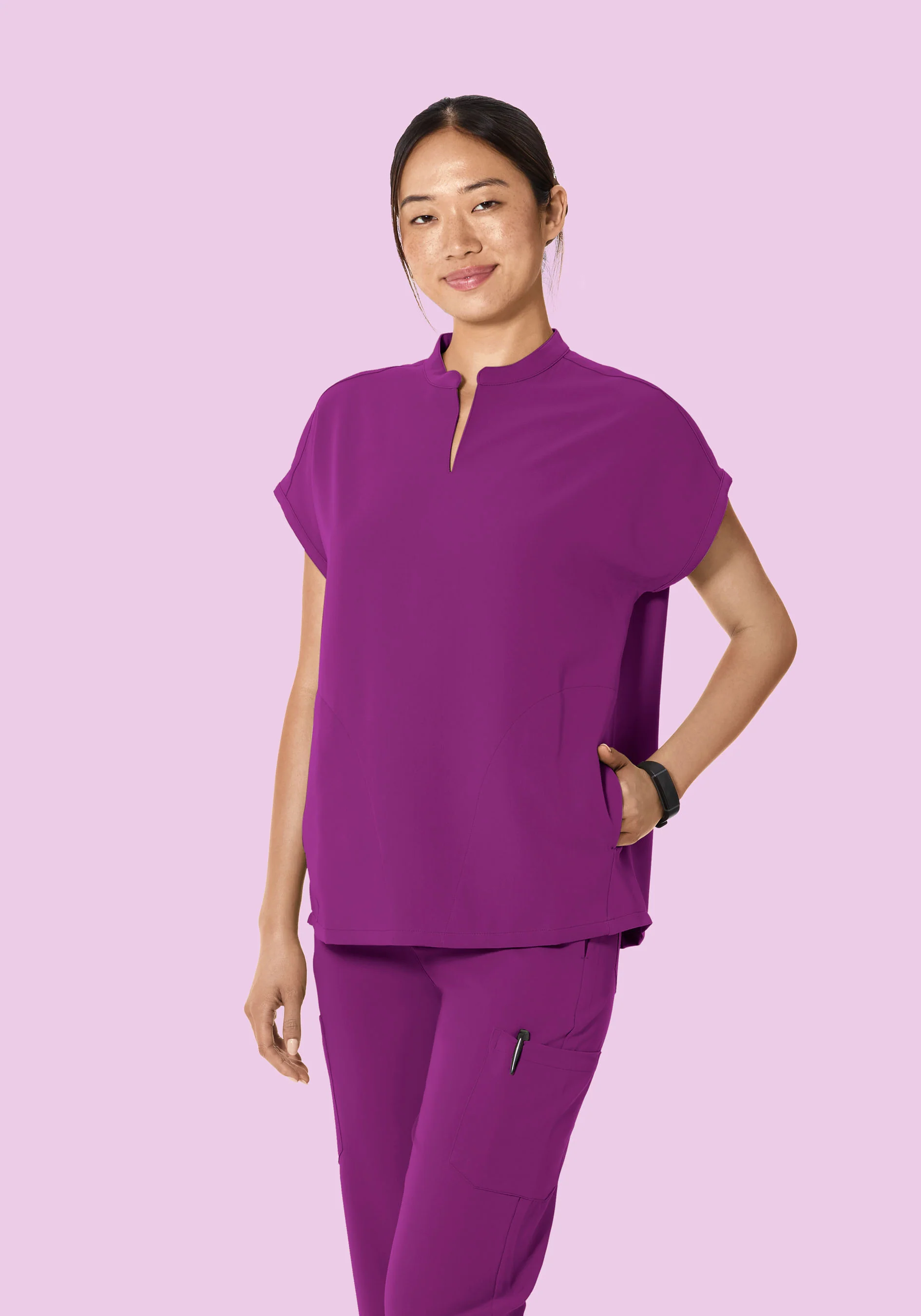 Mandarin Dolman Top Dark Orchid