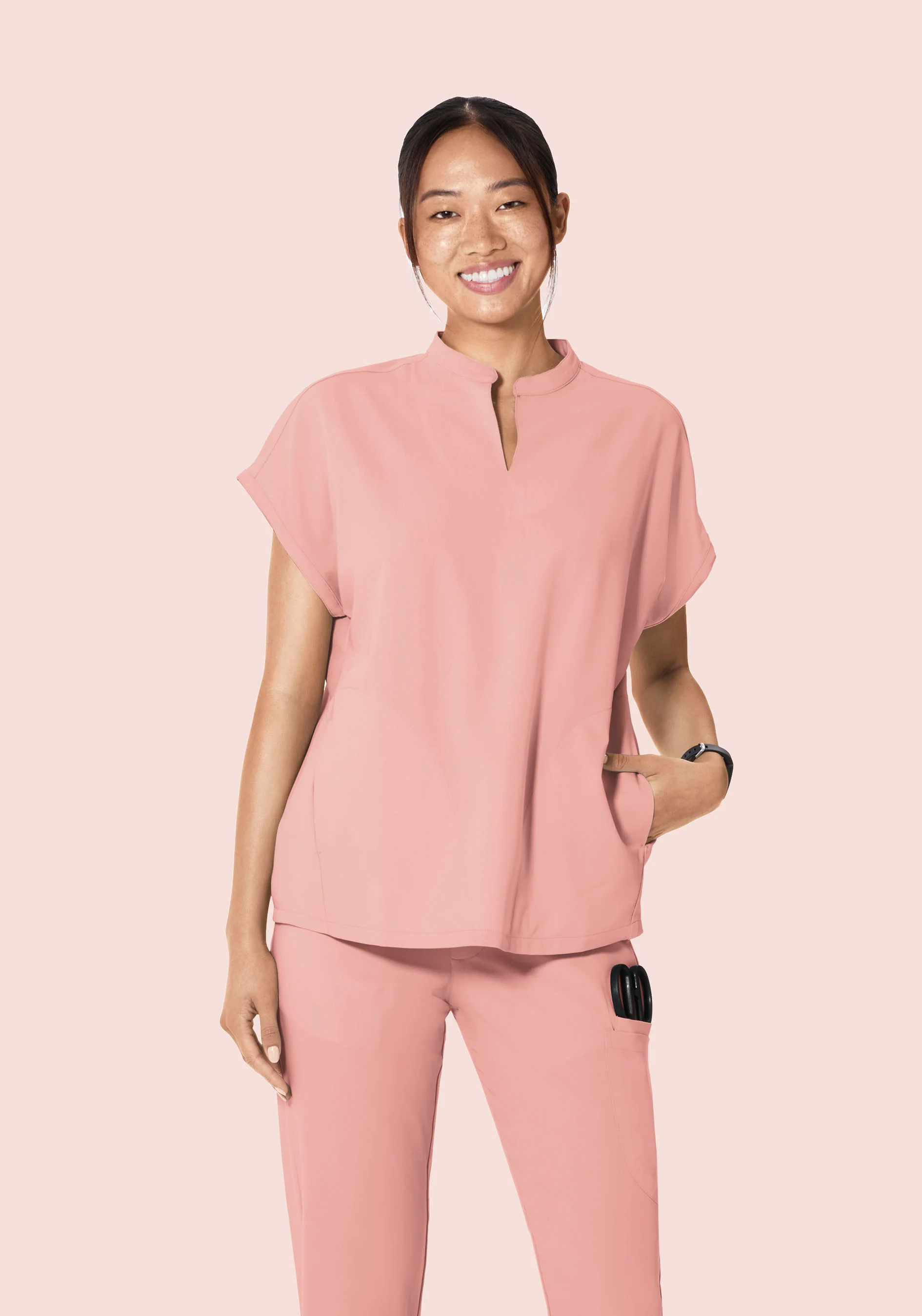 Mandarin Dolman Top Dusty Pink