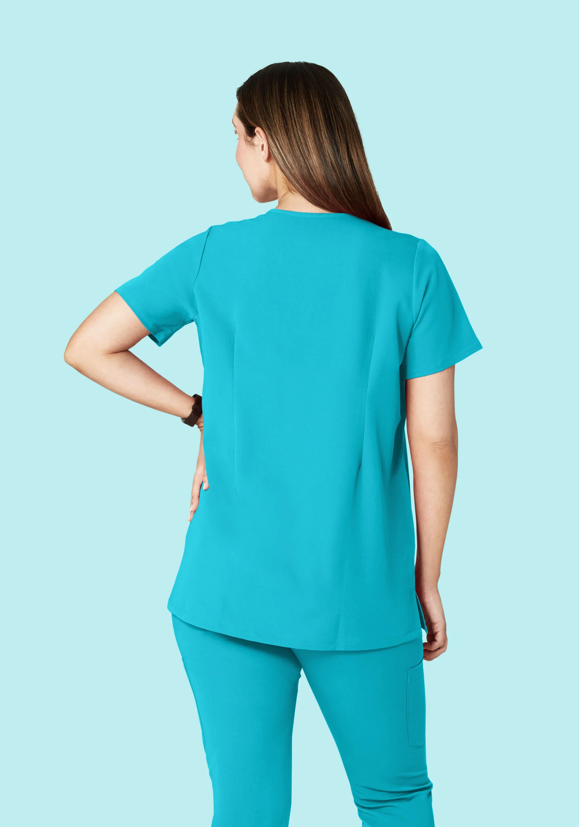 Maternity One Pocket Top Teal - Image 2