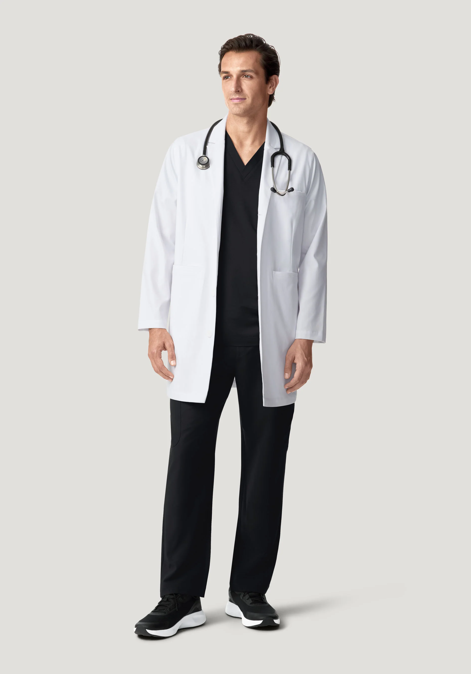 Men's Long Lab Coat White - Image 3