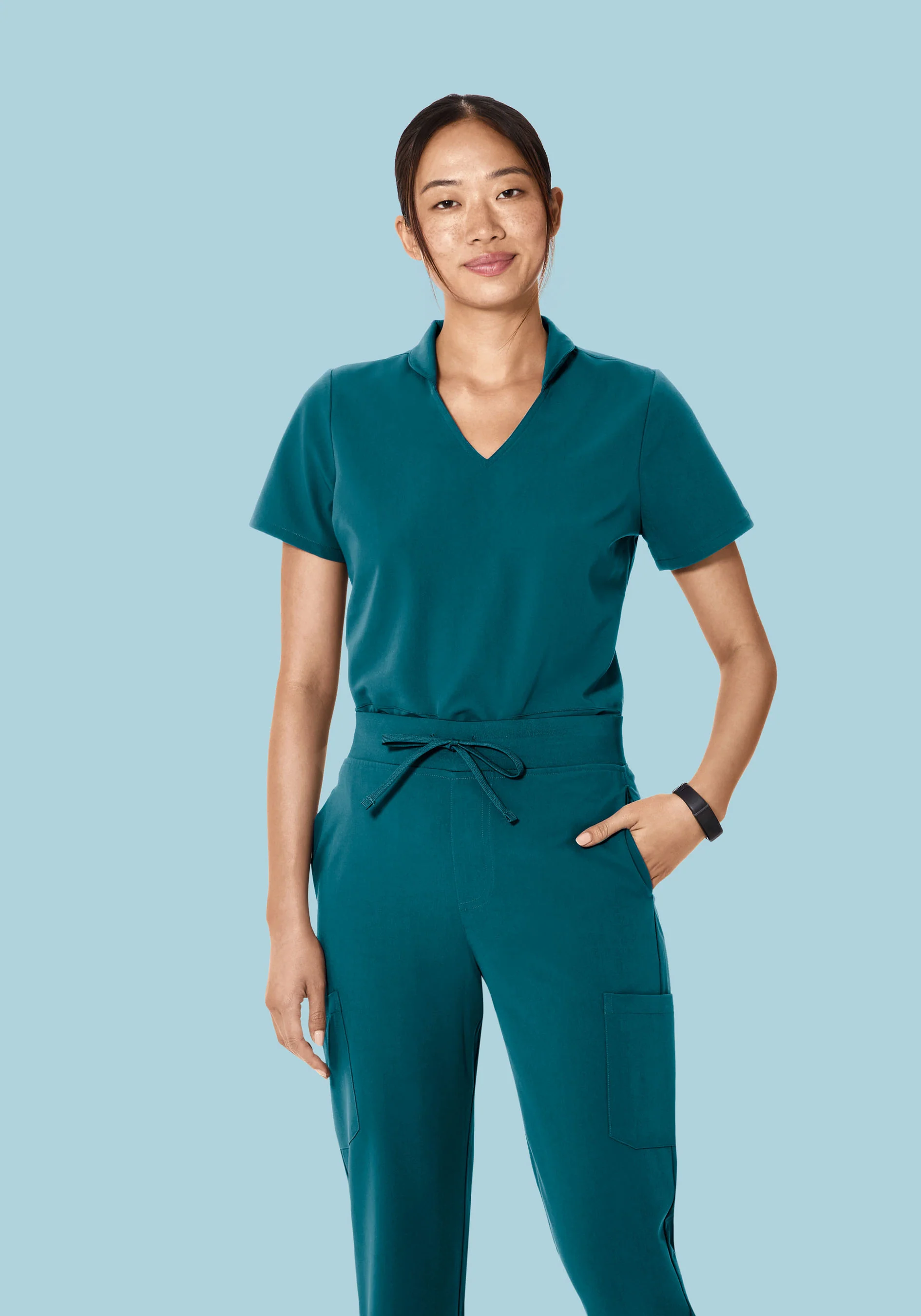 Multi Wear Collar Top Caribbean Blue - Image 2
