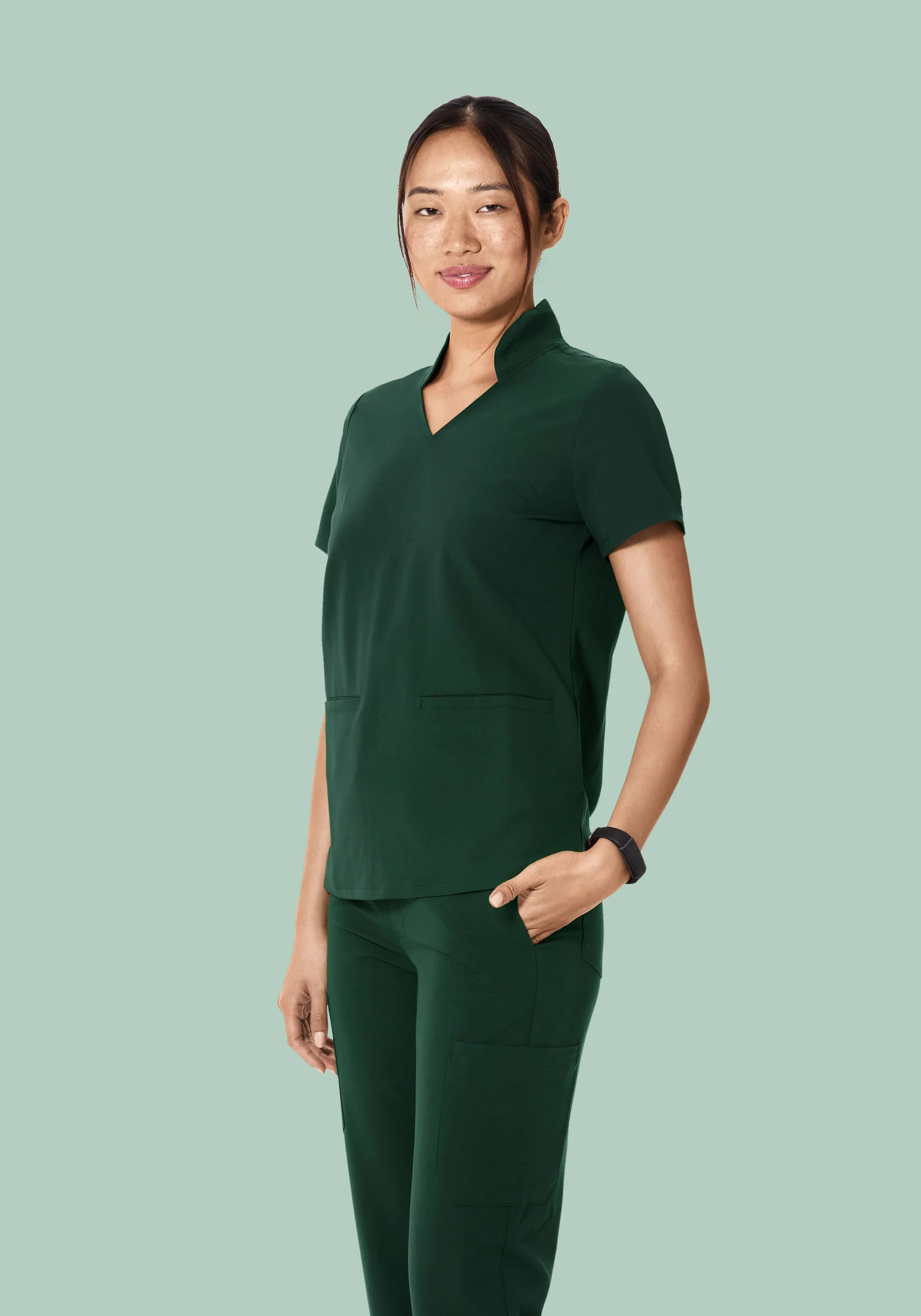 Multi Wear Collar Top Midnight Green