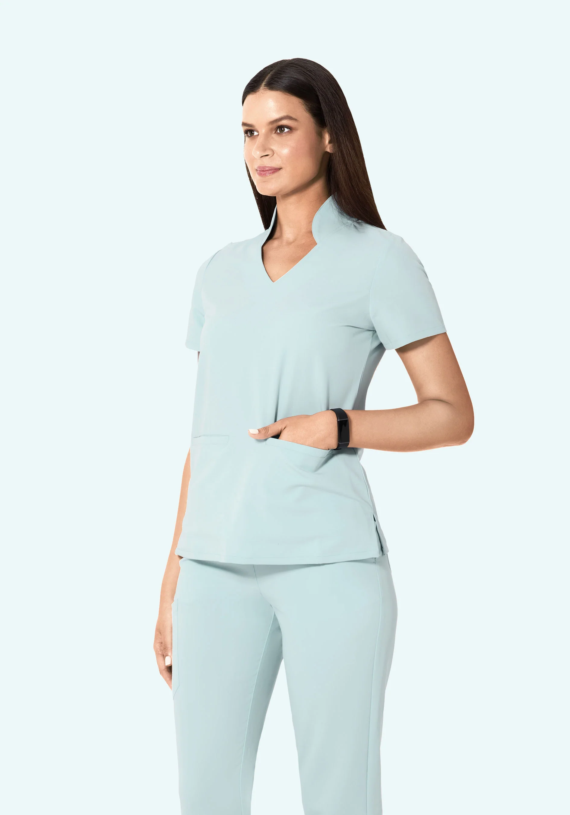 Multi Wear Collar Top Sky