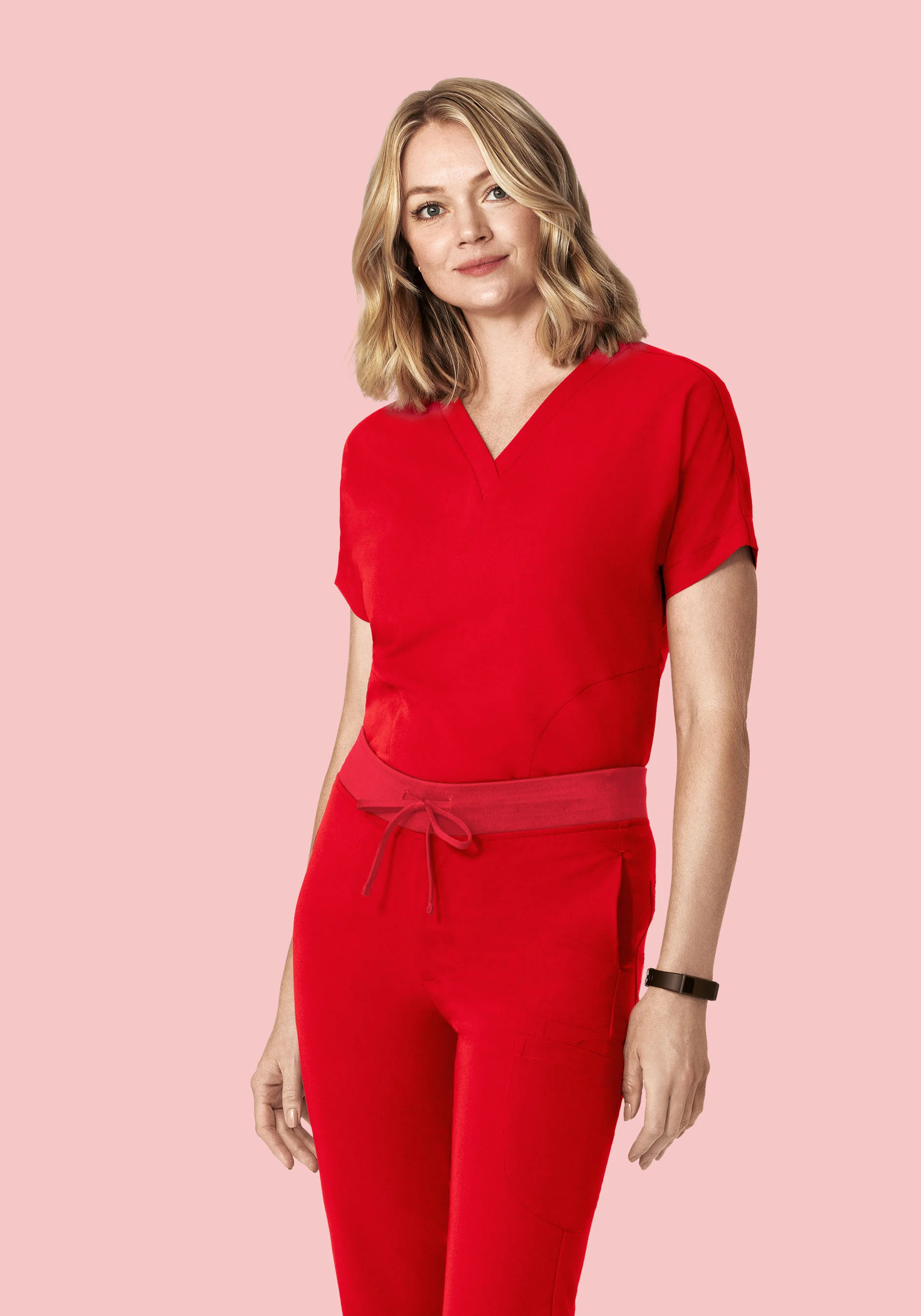 Oversized V Neck Top Candy Red - Image 2