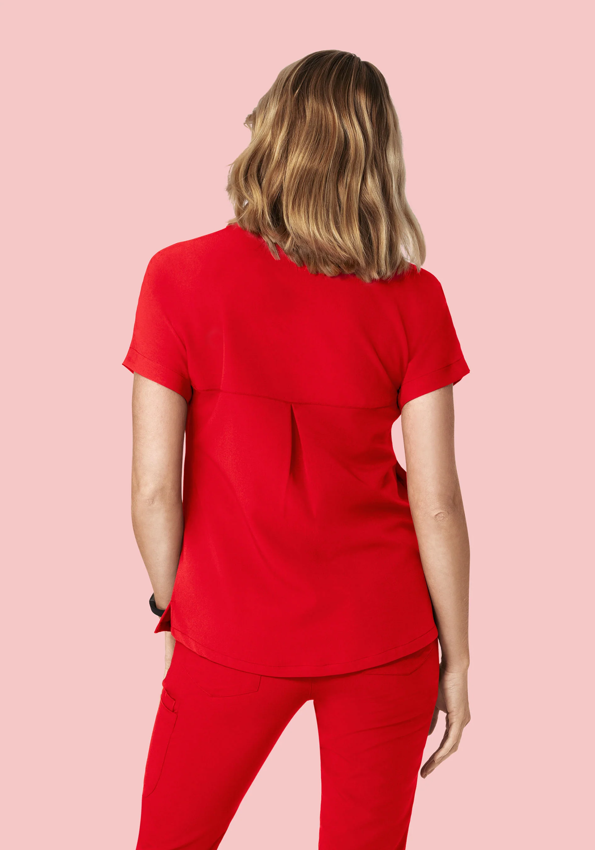 Oversized V Neck Top Candy Red - Image 6