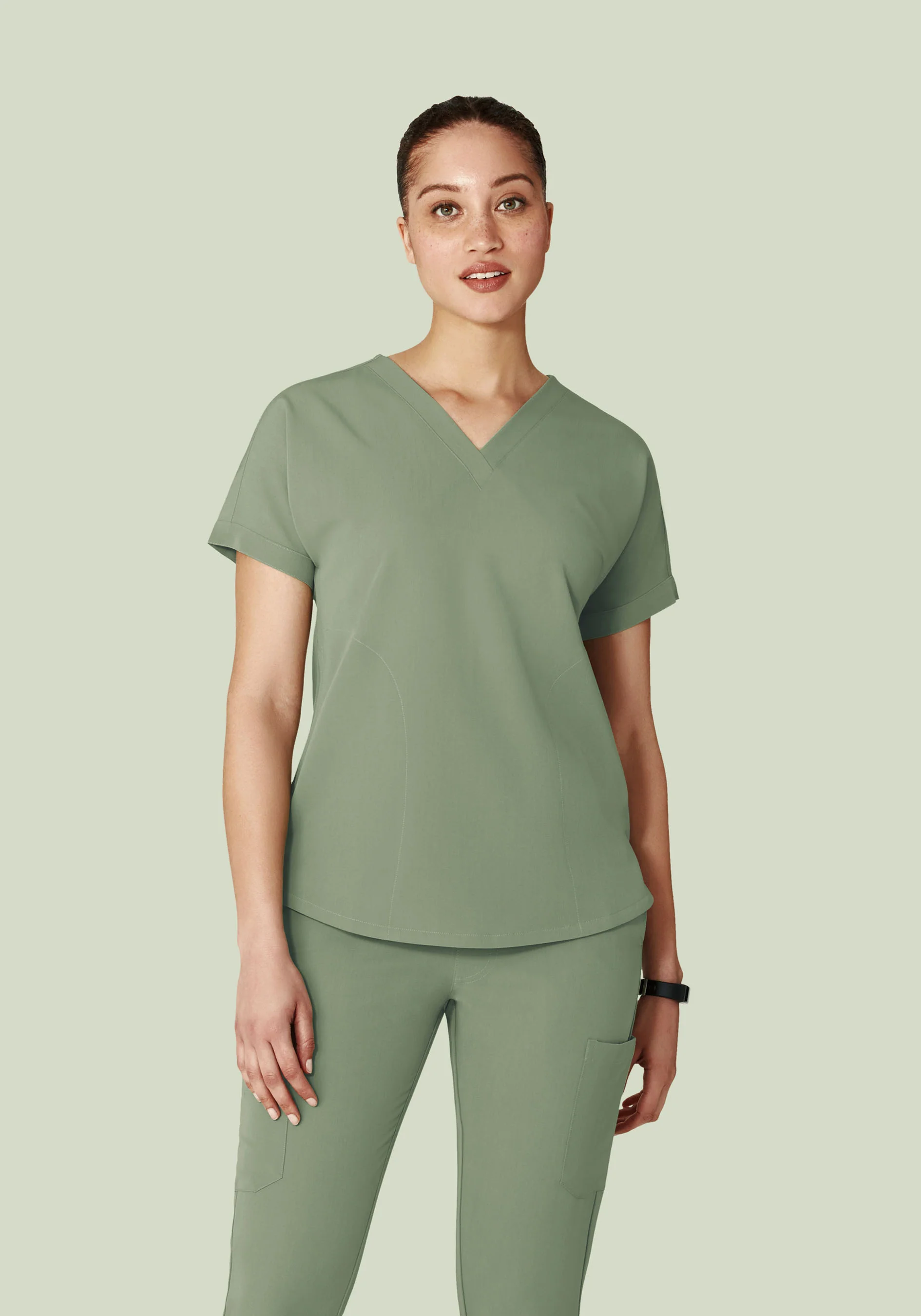 Oversized V Neck Top Cool Sage - Image 4