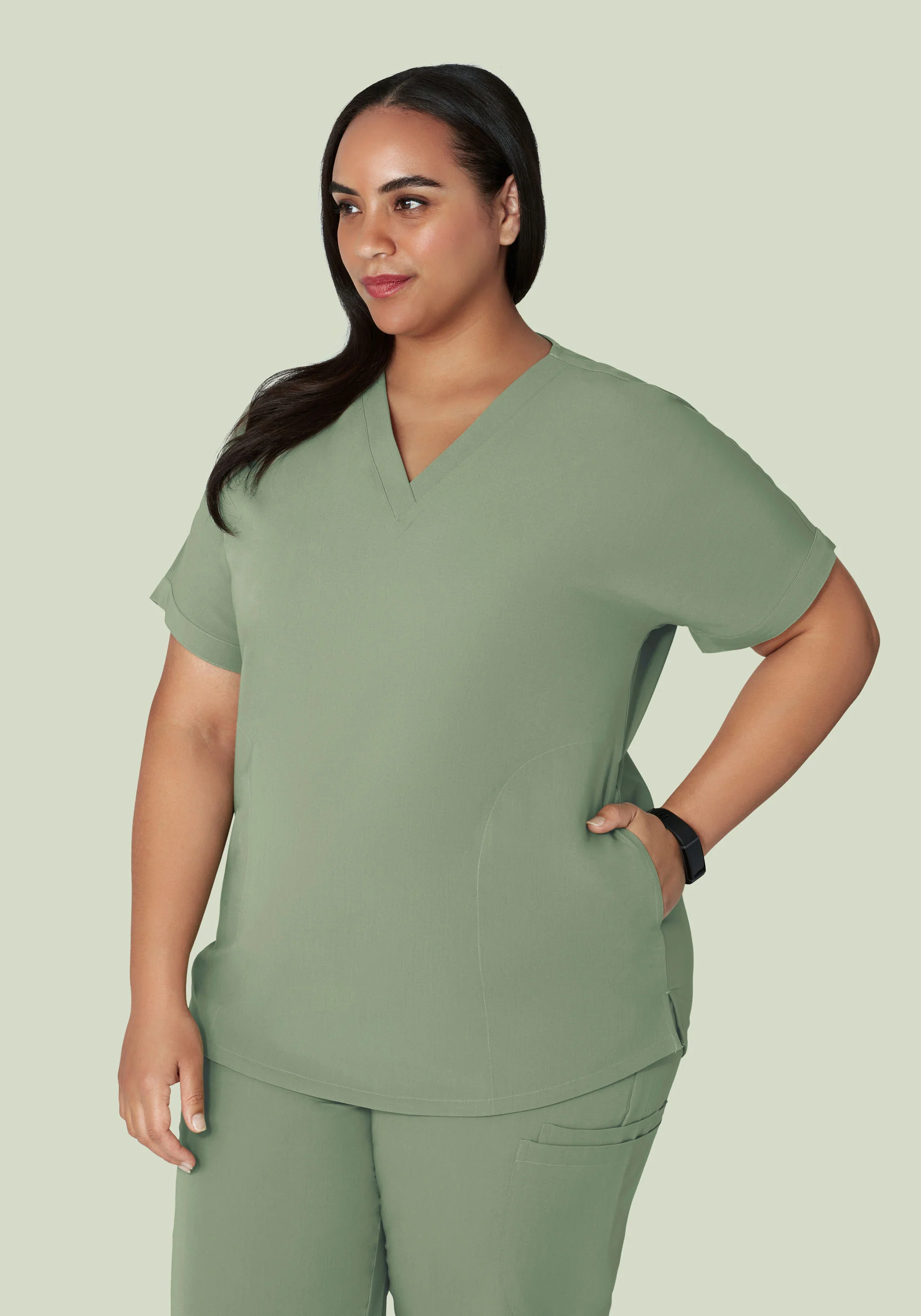 Oversized V Neck Top Cool Sage - Image 7