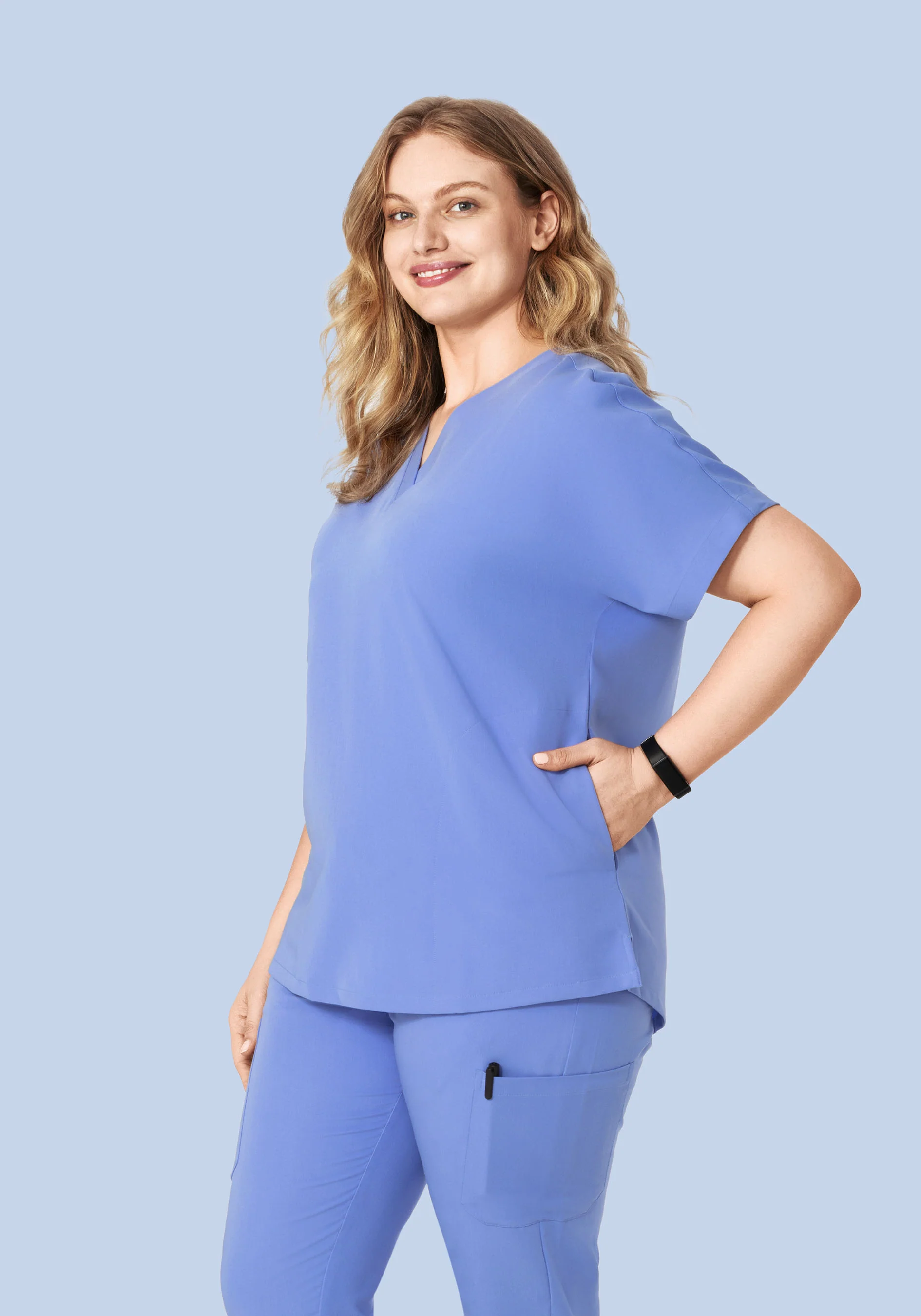 Oversized V Neck Top French Blue - Image 7