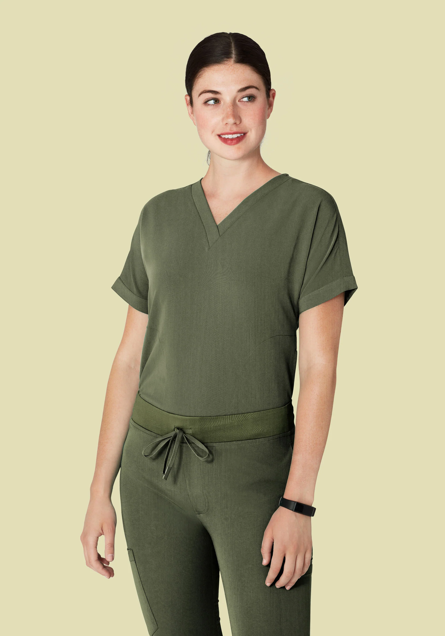 Oversized V Neck Top Heather Olive - Image 2