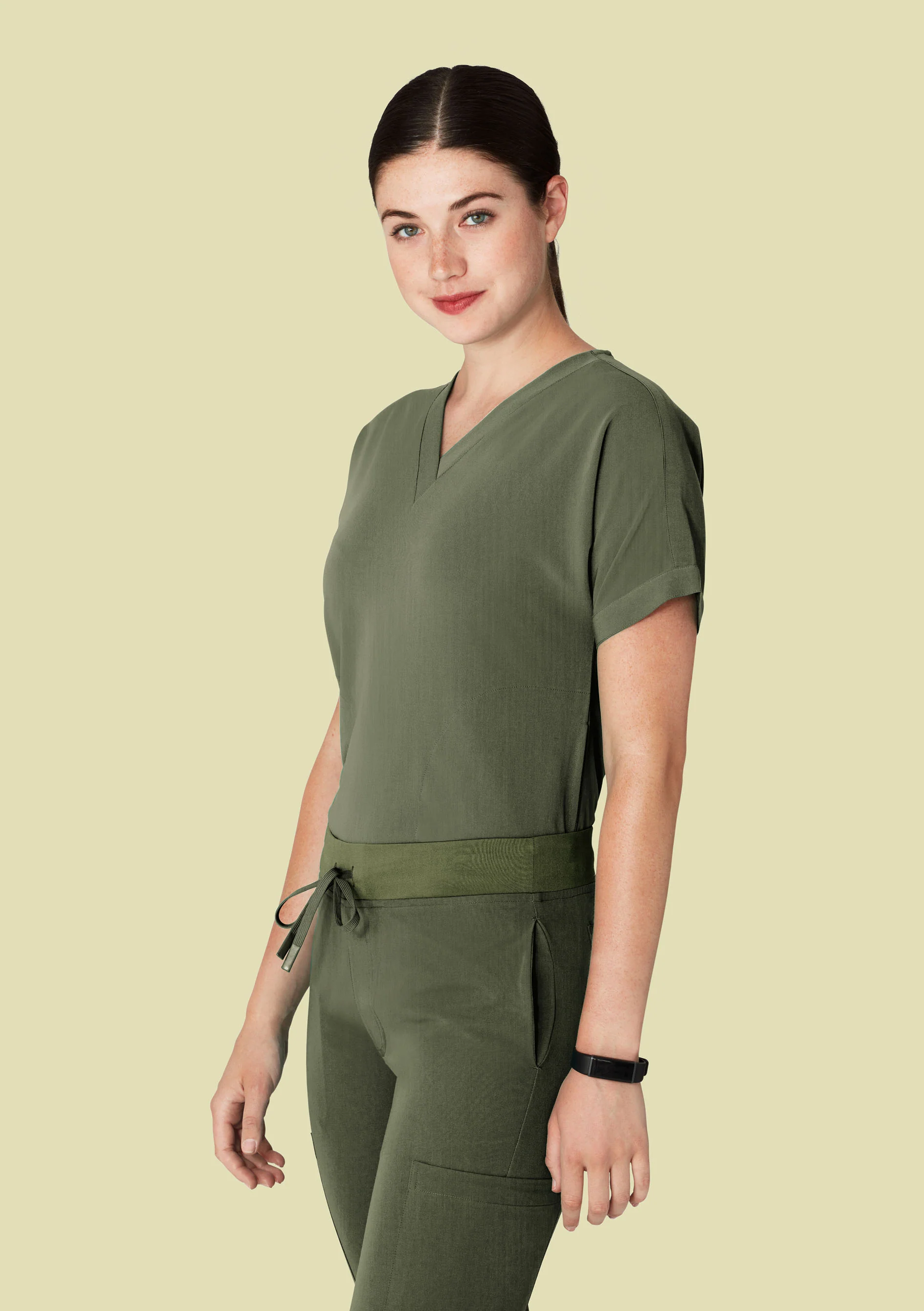 Oversized V Neck Top Heather Olive - Image 4