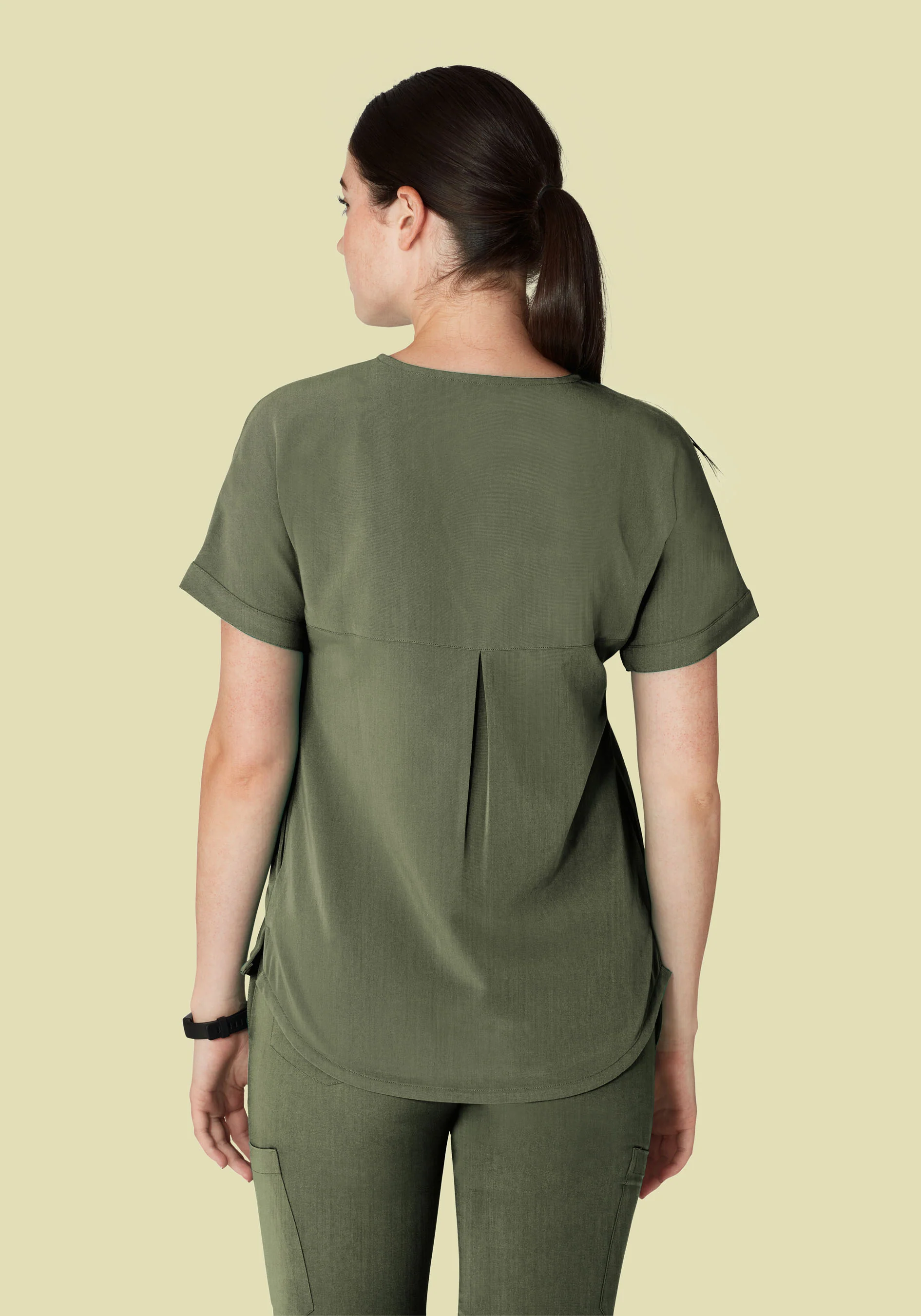 Oversized V Neck Top Heather Olive - Image 5