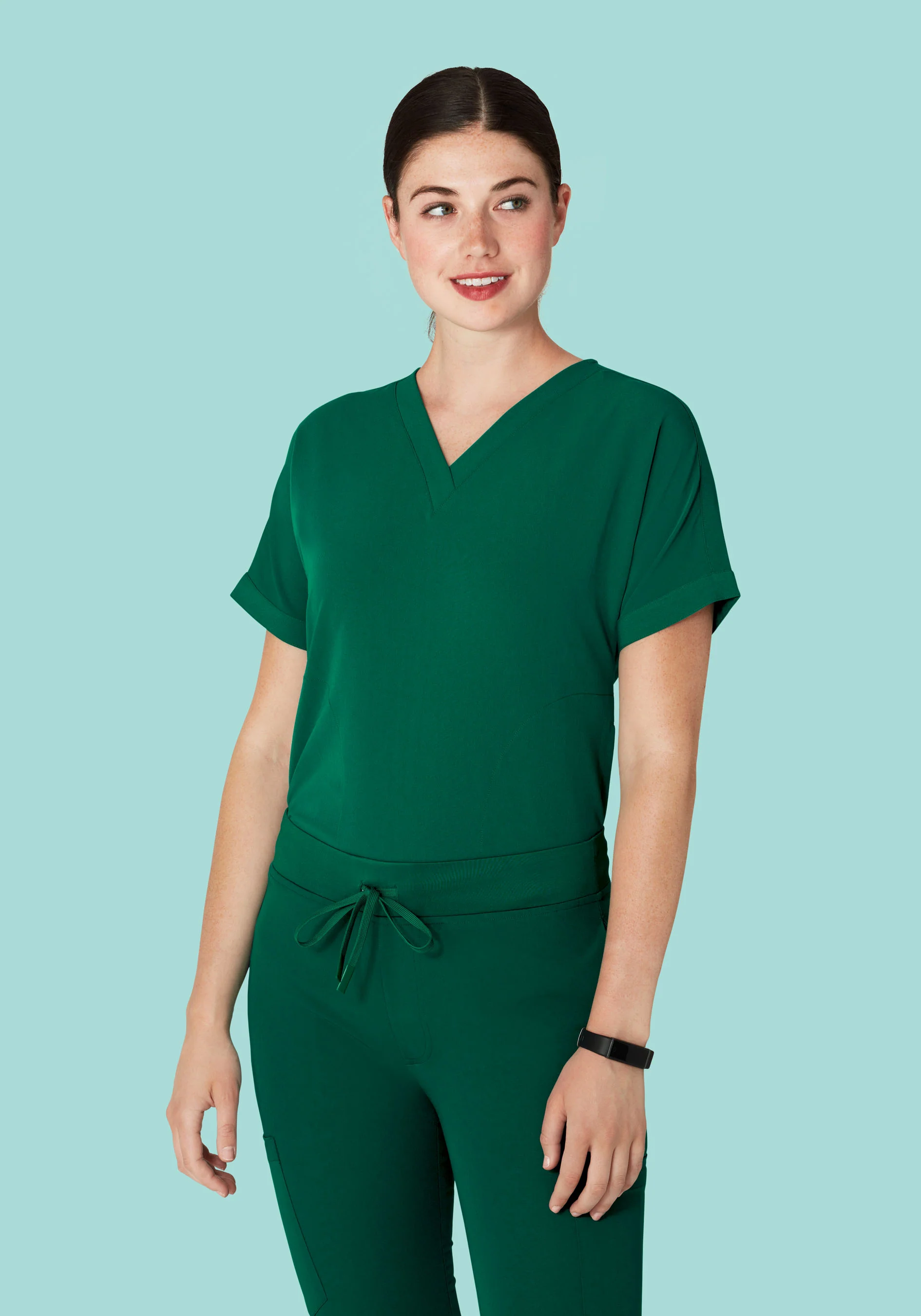 Oversized V Neck Top Hunter Green - Image 2