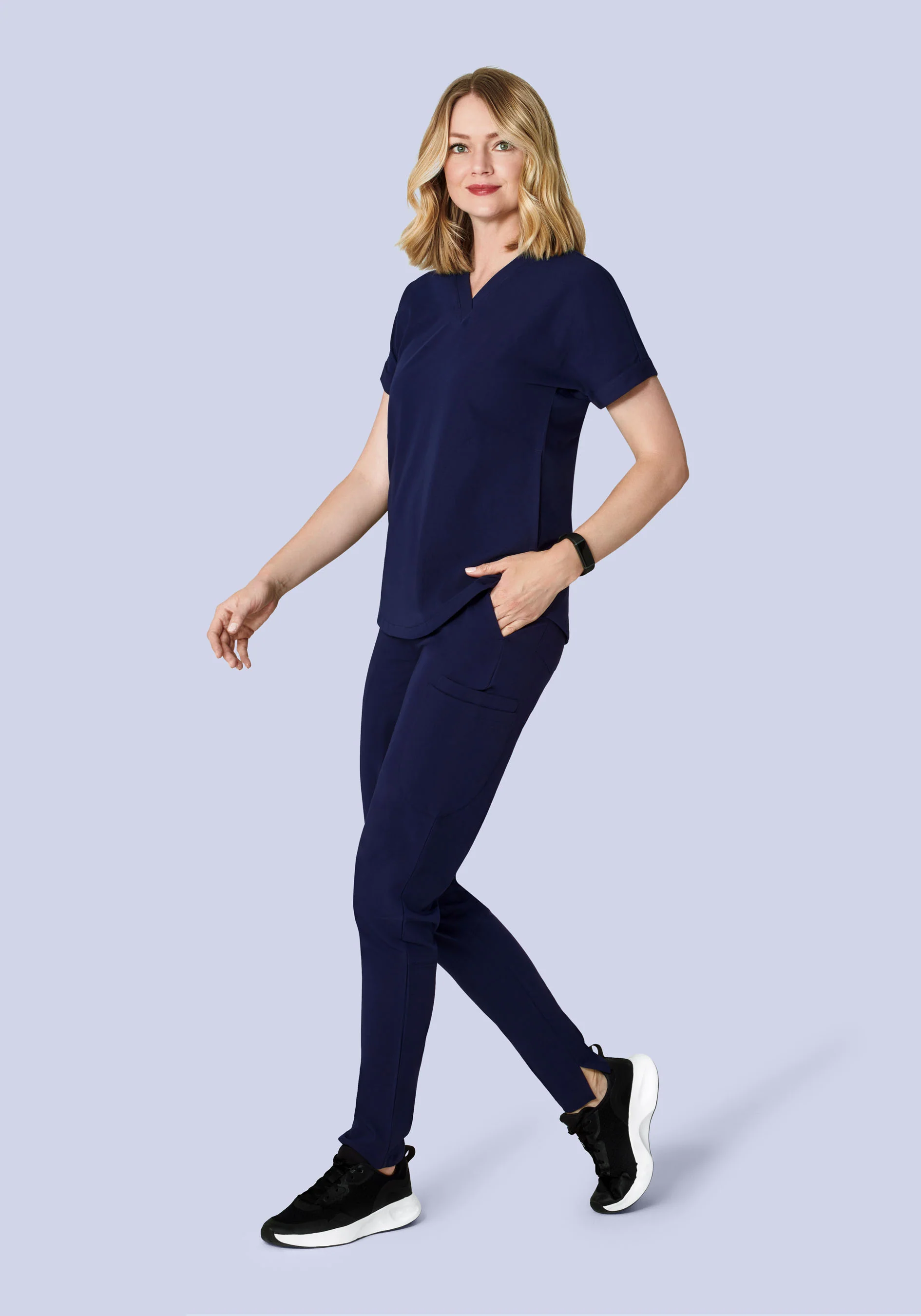 Oversized V Neck Top Navy - Image 2