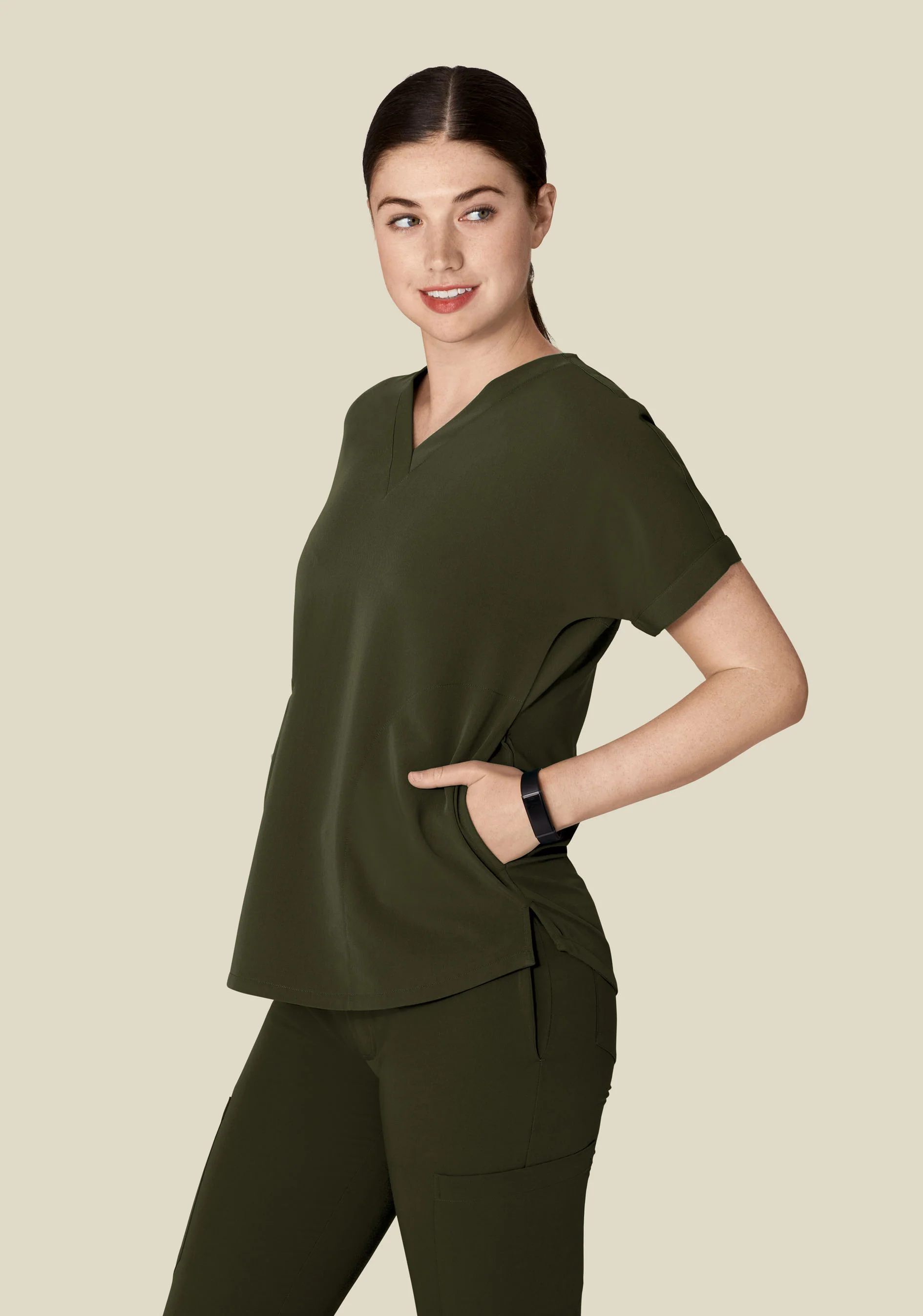 Oversized V Neck Top Olive