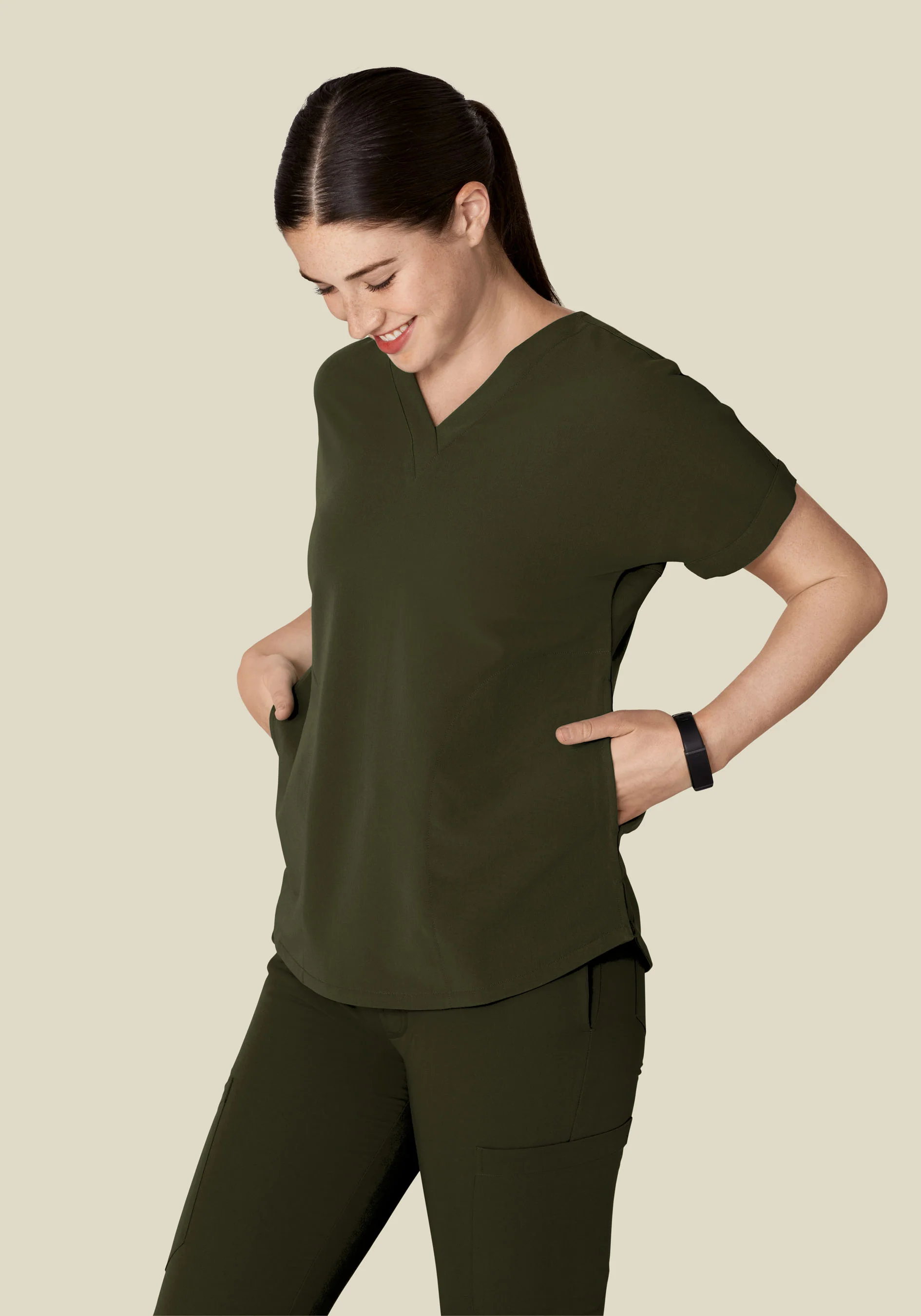 Oversized V Neck Top Olive - Image 2