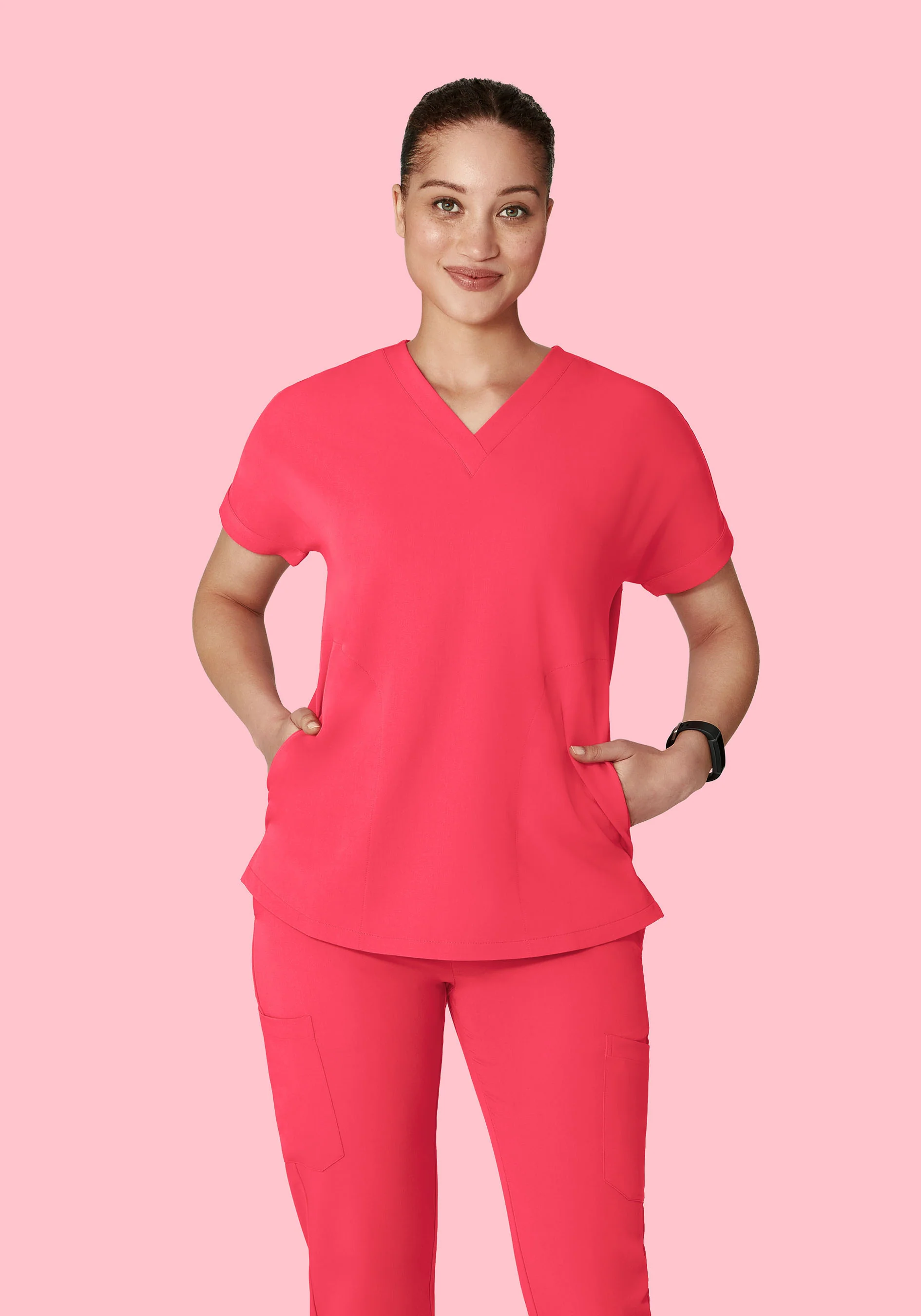 Oversized V Neck Top Paradise Pink