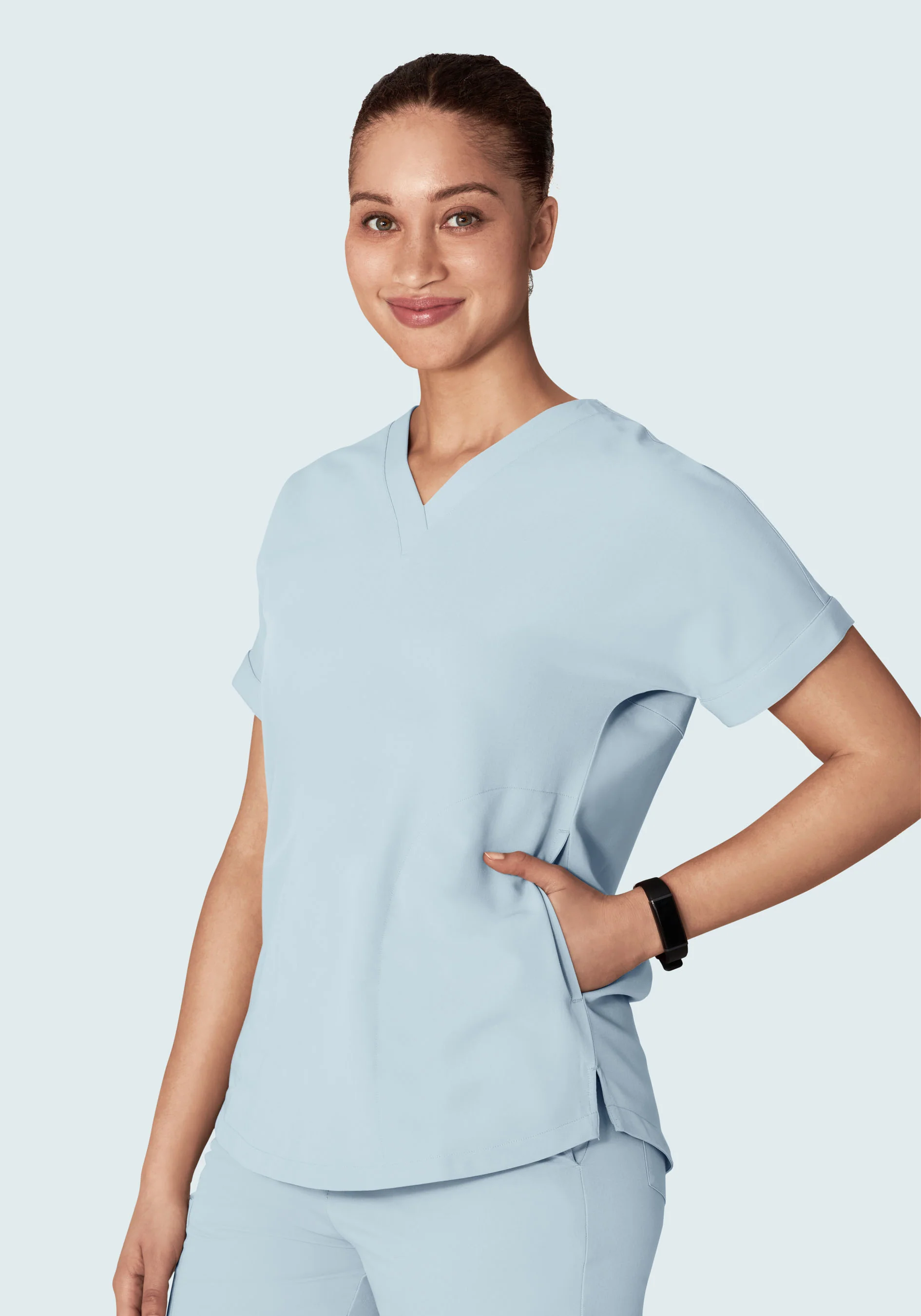 Oversized V Neck Top Powder Blue - Image 2