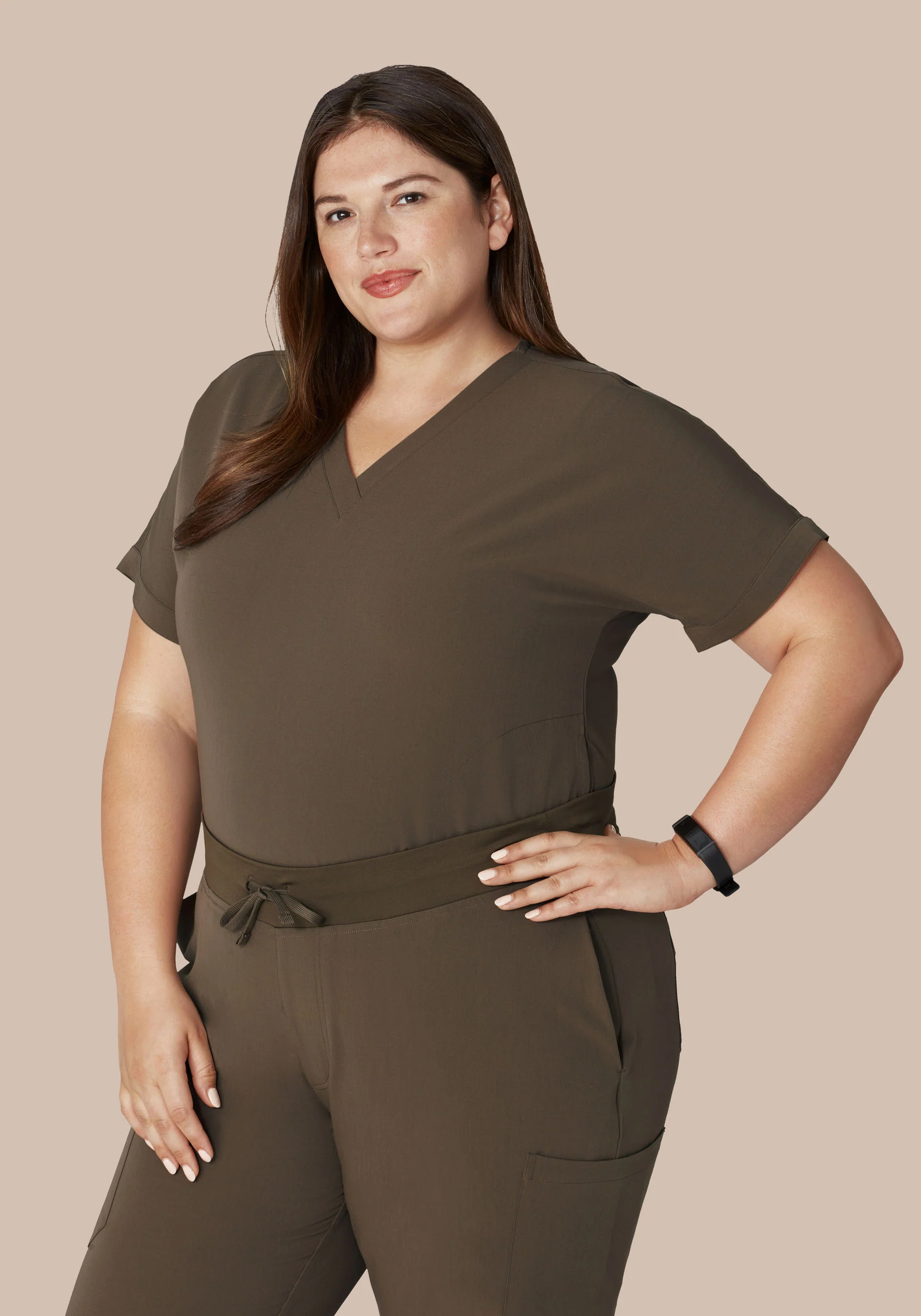 Oversized V Neck Top Truffle - Image 9