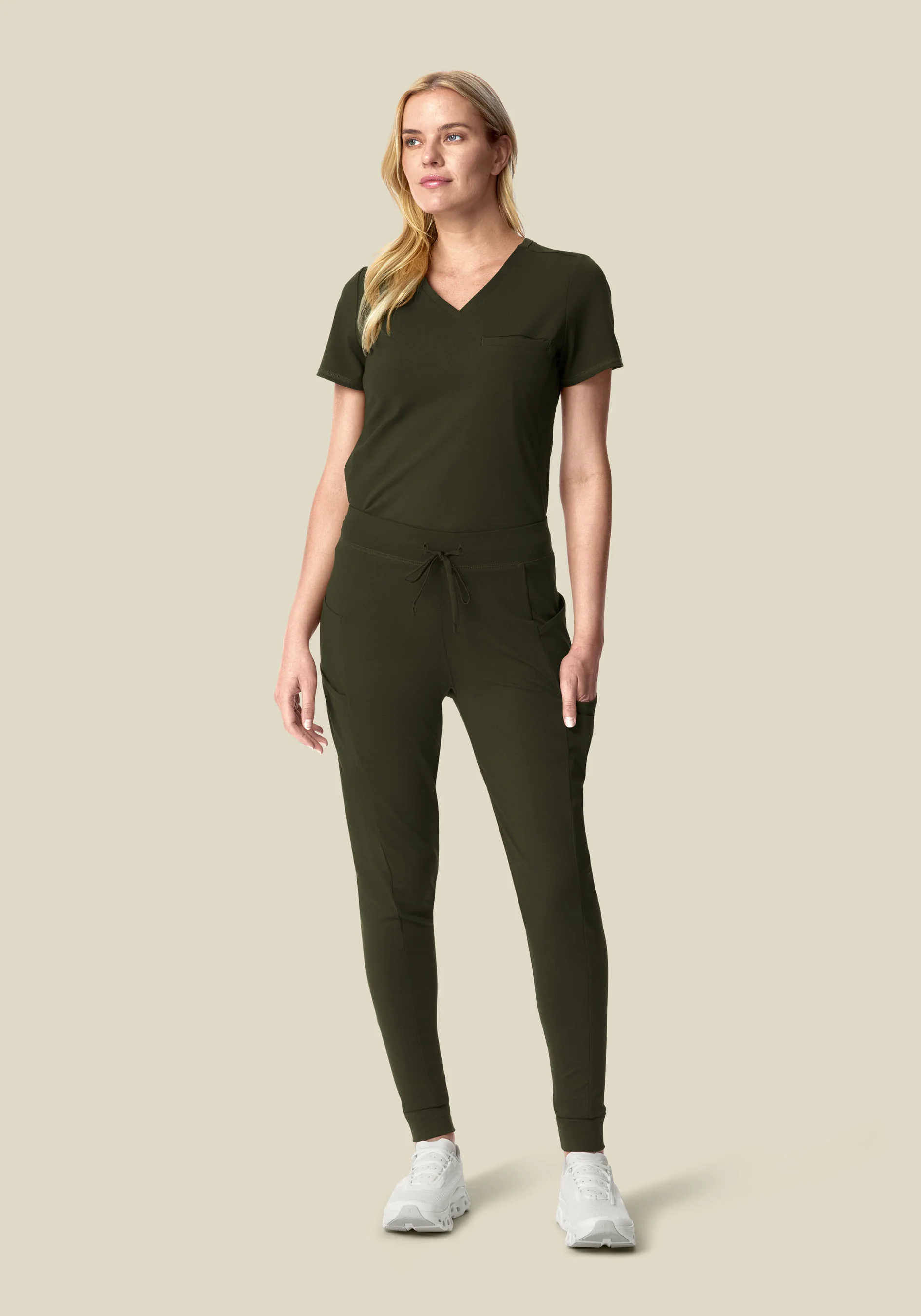 Soft Stretch Chest Pocket Top Olive - Image 3